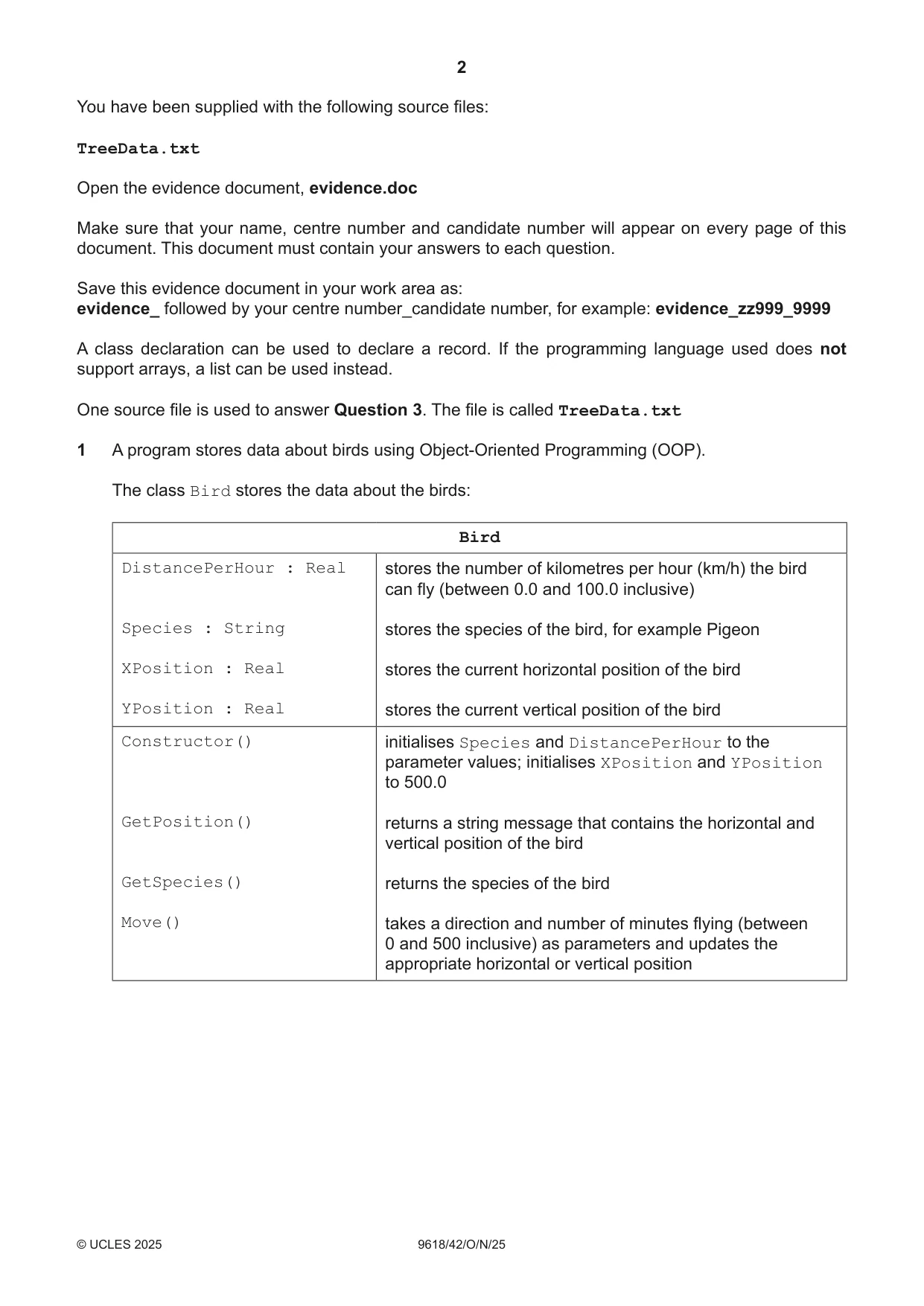 Cambridge A Level Computer Science 9618 2025 Oct/Nov Paper 4 · Variant 2 question paper, page 2 of 12