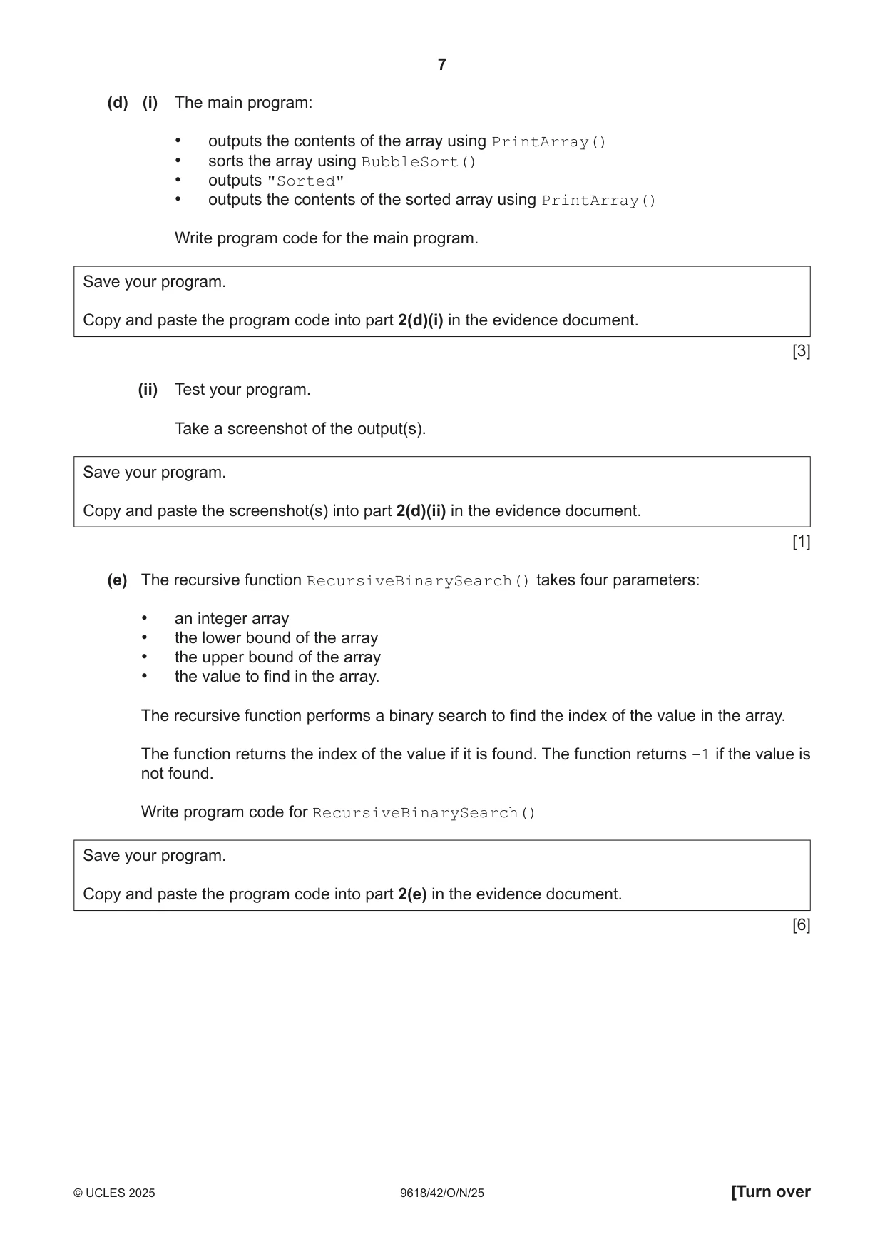 Cambridge A Level Computer Science 9618 2025 Oct/Nov Paper 4 · Variant 2 question paper, page 7 of 12
