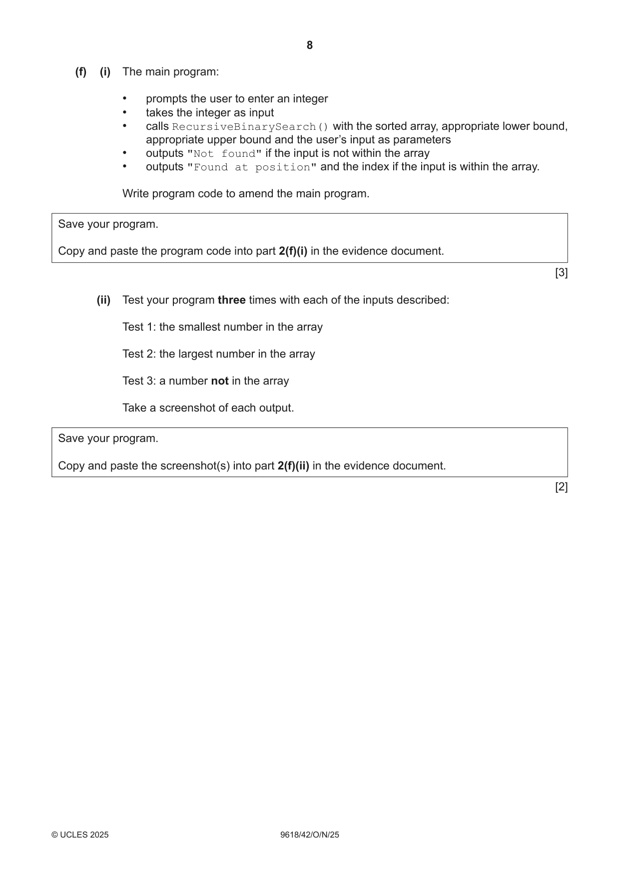 Cambridge A Level Computer Science 9618 2025 Oct/Nov Paper 4 · Variant 2 question paper, page 8 of 12