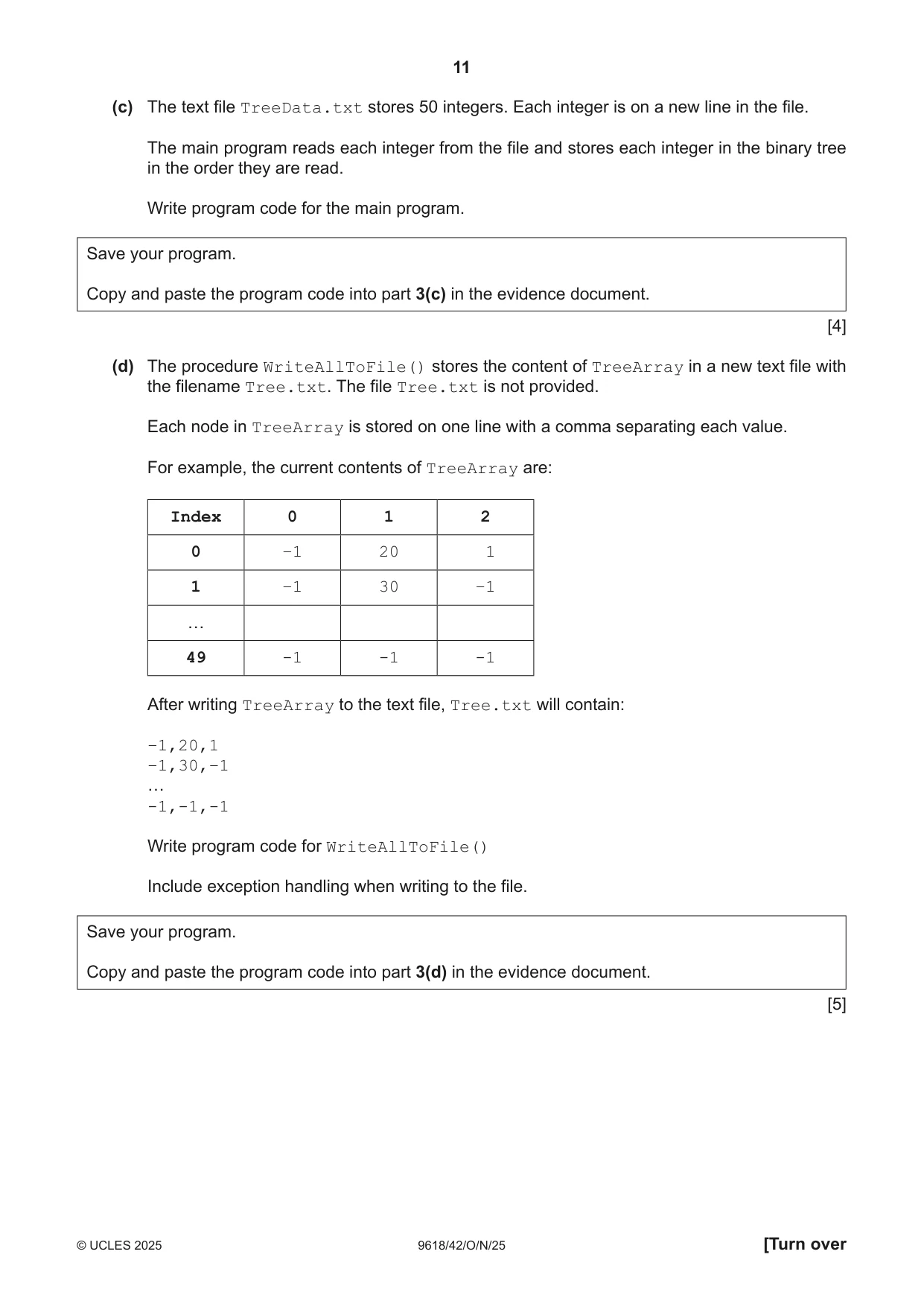 Cambridge A Level Computer Science 9618 2025 Oct/Nov Paper 4 · Variant 2 question paper, page 11 of 12