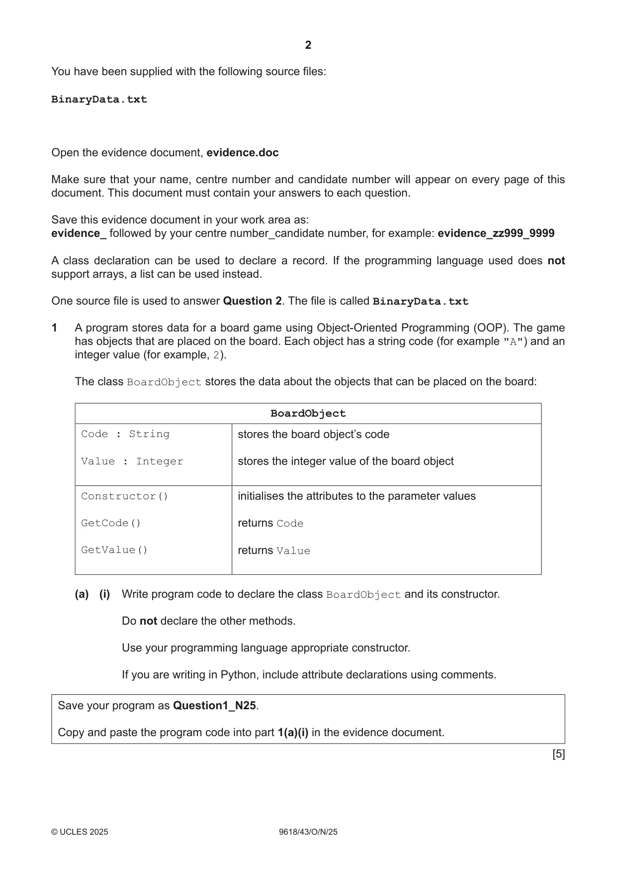 Cambridge A Level Computer Science 9618 2025 Oct/Nov Paper 4 · Variant 3 question paper, page 2 of 16