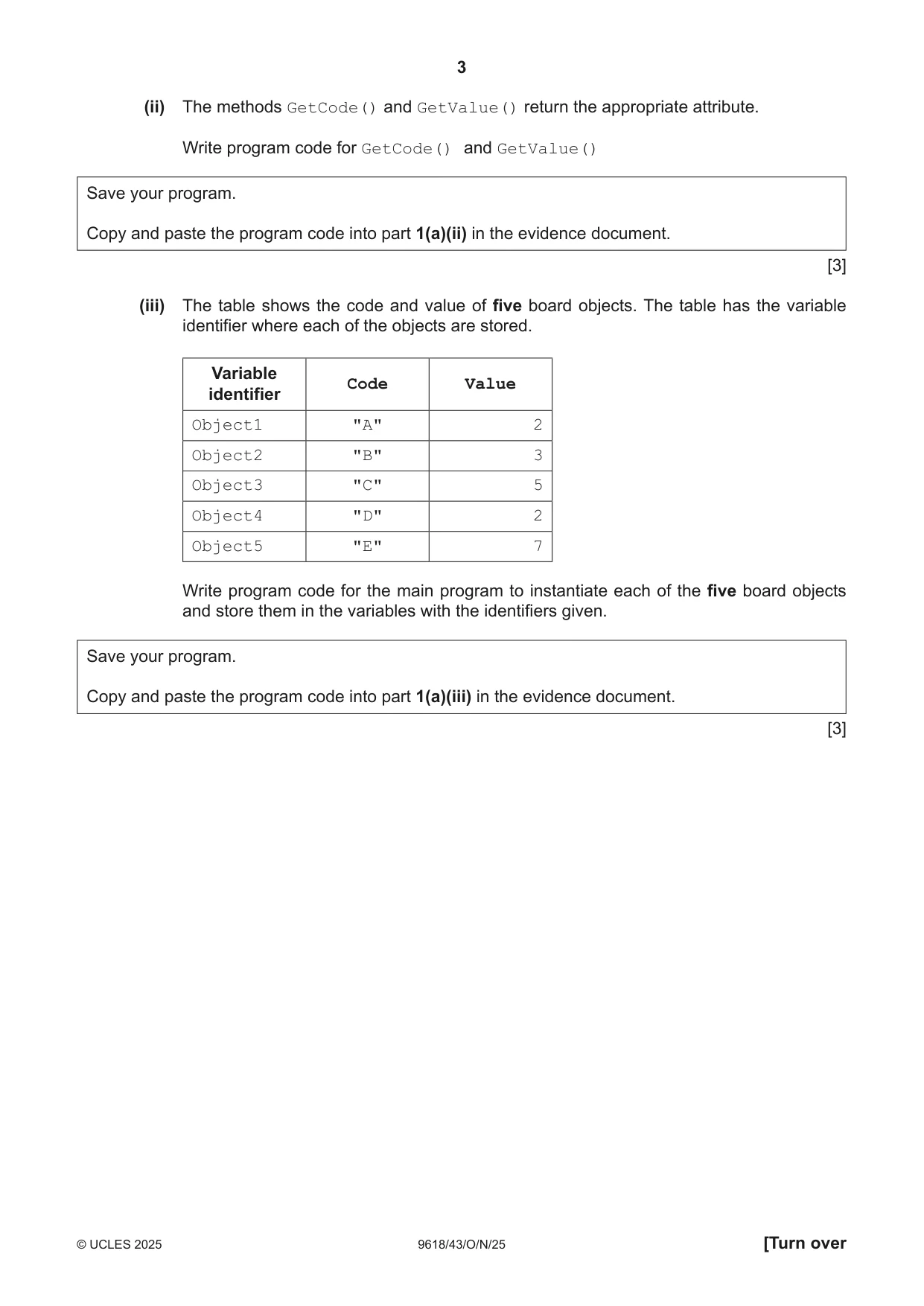 Cambridge A Level Computer Science 9618 2025 Oct/Nov Paper 4 · Variant 3 question paper, page 3 of 16