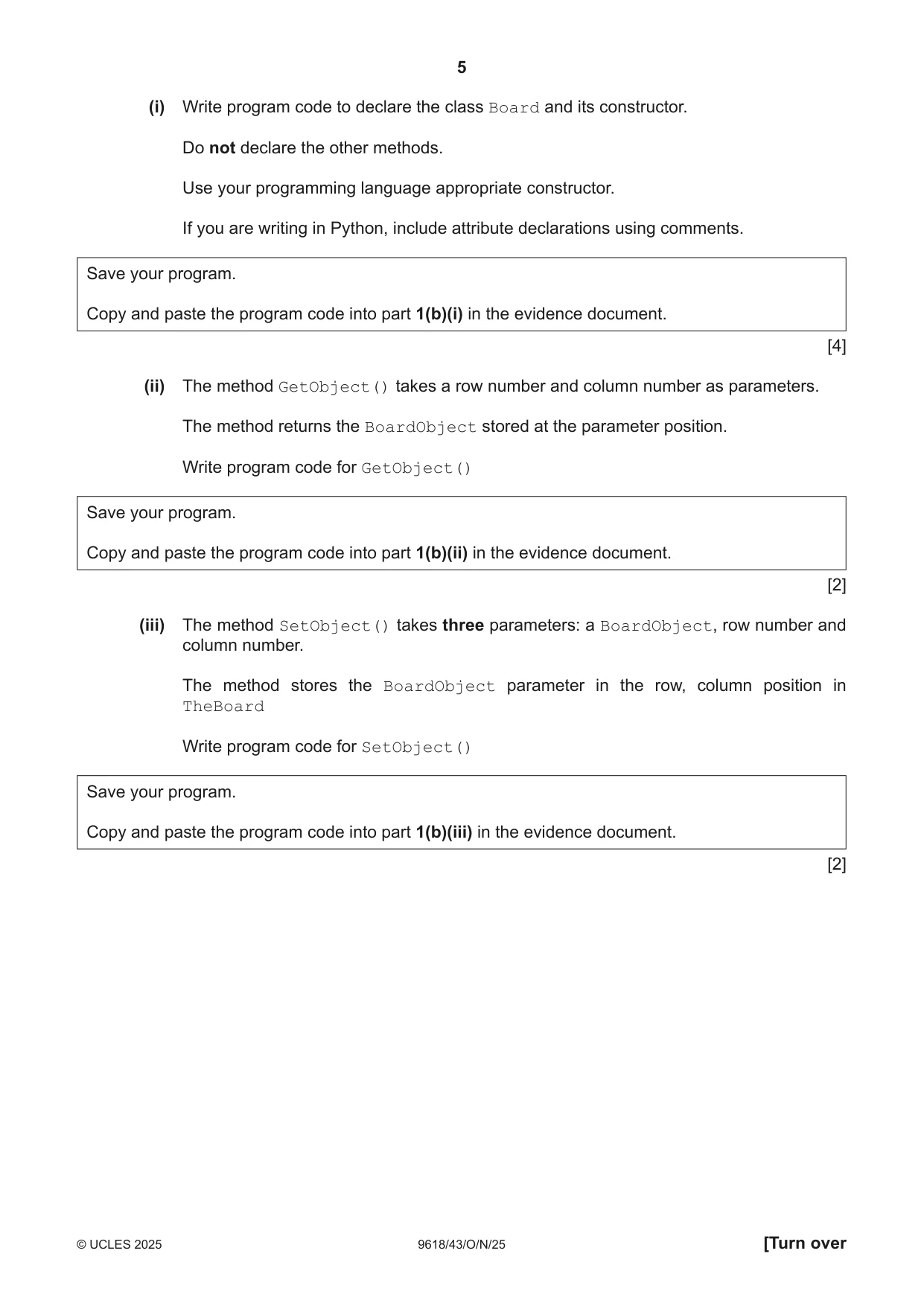 Cambridge A Level Computer Science 9618 2025 Oct/Nov Paper 4 · Variant 3 question paper, page 5 of 16