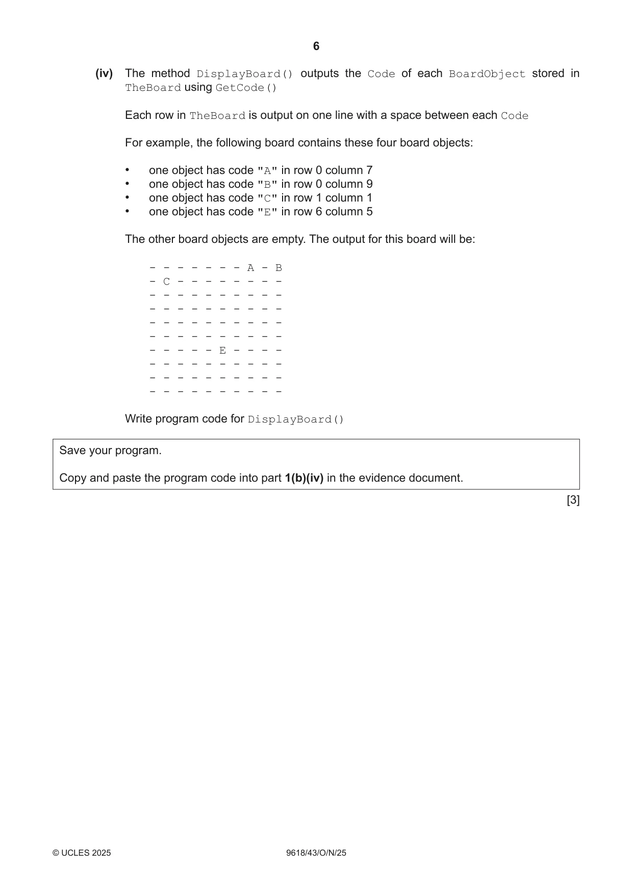 Cambridge A Level Computer Science 9618 2025 Oct/Nov Paper 4 · Variant 3 question paper, page 6 of 16