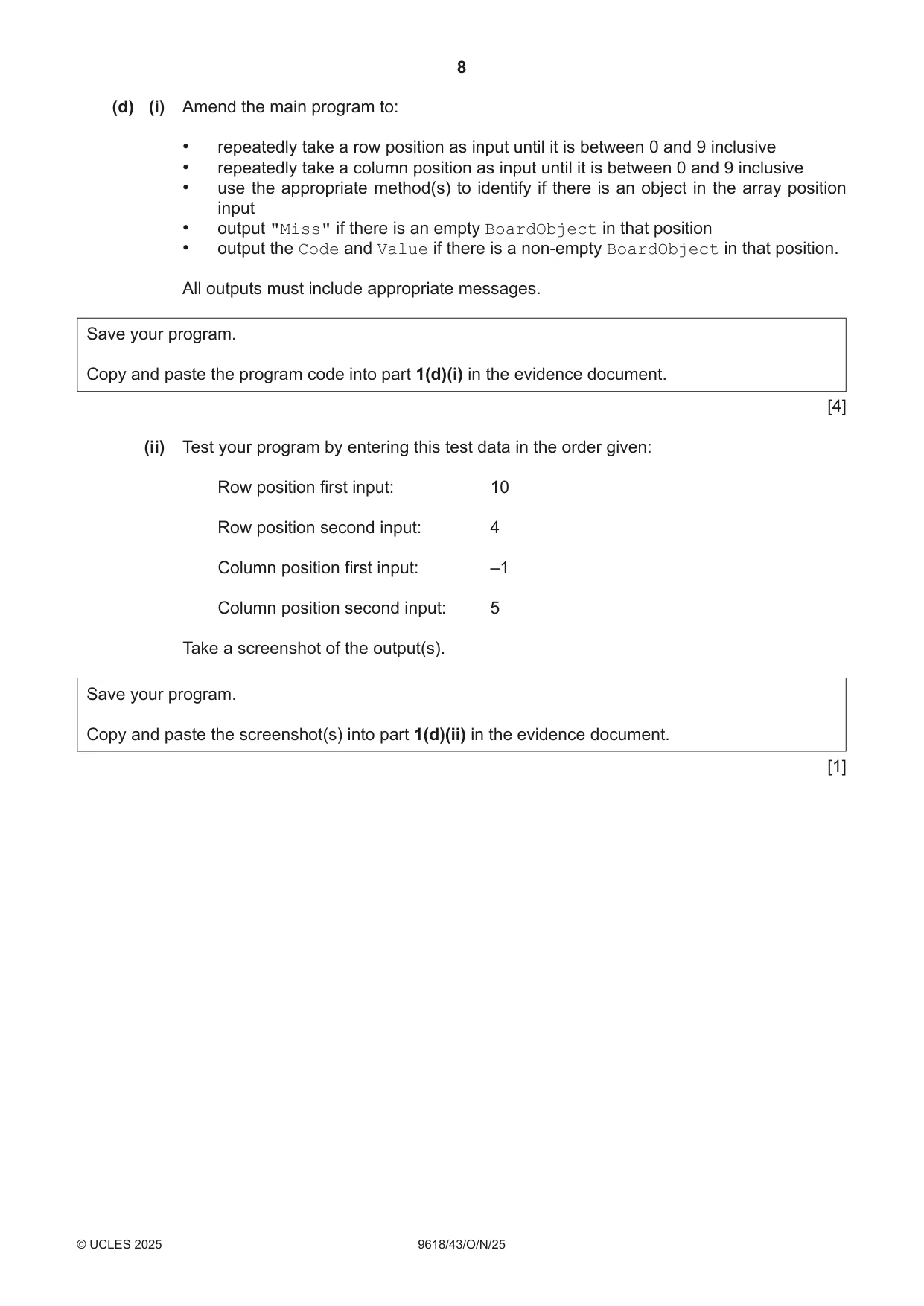 Cambridge A Level Computer Science 9618 2025 Oct/Nov Paper 4 · Variant 3 question paper, page 8 of 16
