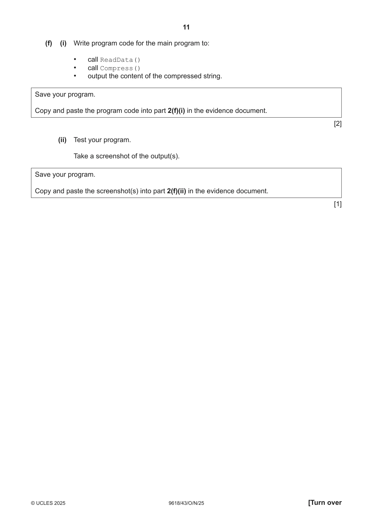 Cambridge A Level Computer Science 9618 2025 Oct/Nov Paper 4 · Variant 3 question paper, page 11 of 16