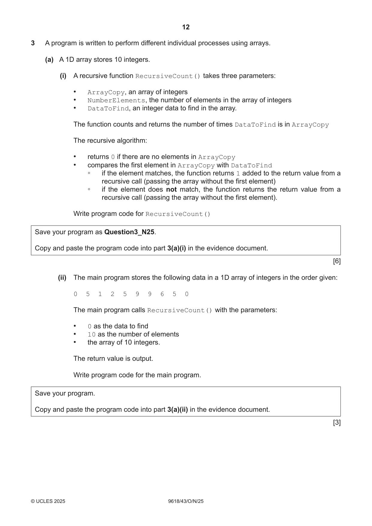 Cambridge A Level Computer Science 9618 2025 Oct/Nov Paper 4 · Variant 3 question paper, page 12 of 16