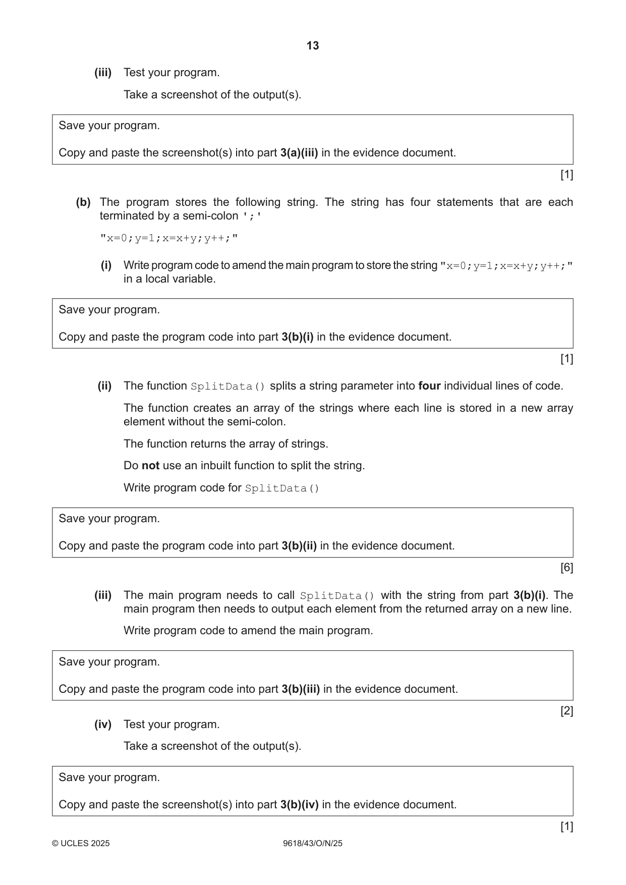 Cambridge A Level Computer Science 9618 2025 Oct/Nov Paper 4 · Variant 3 question paper, page 13 of 16