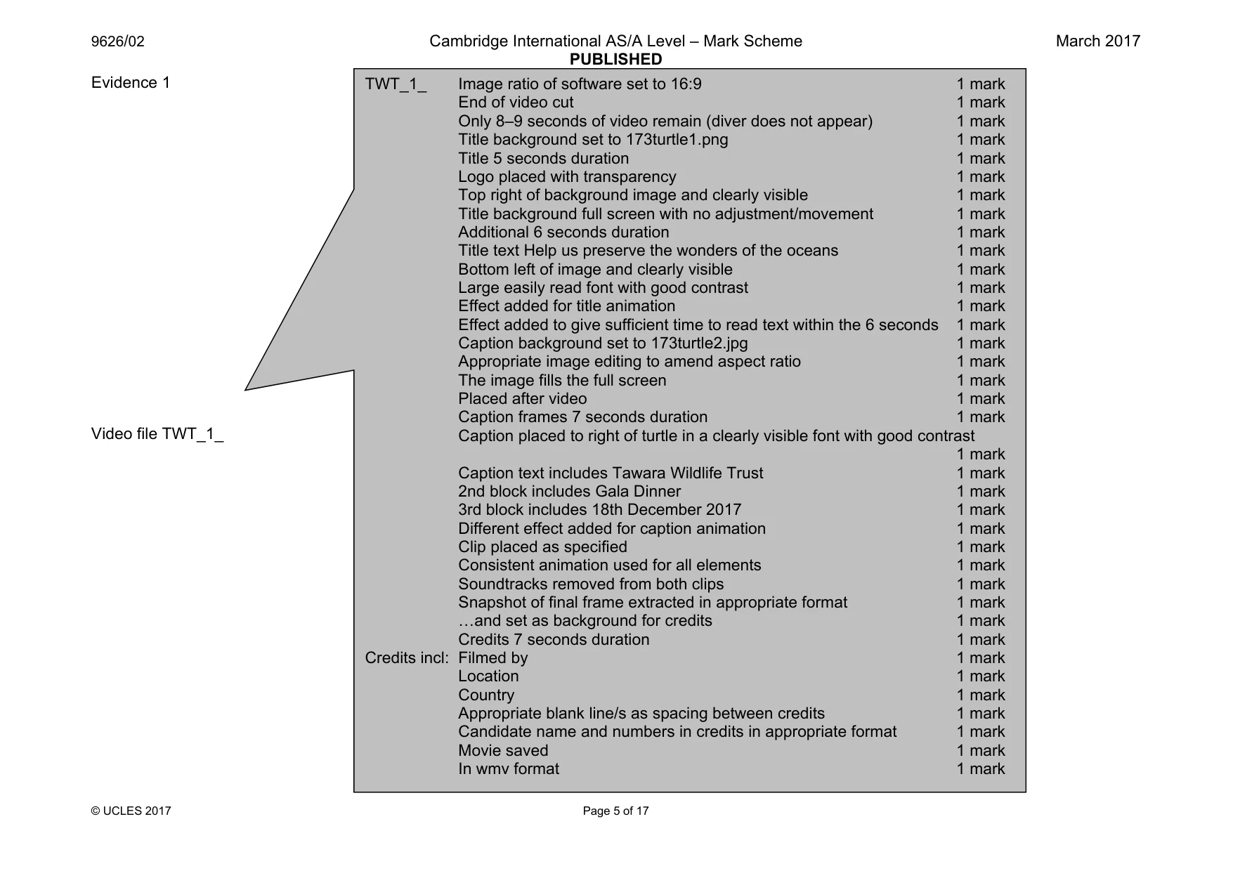 Mark scheme, page 5 of 17
