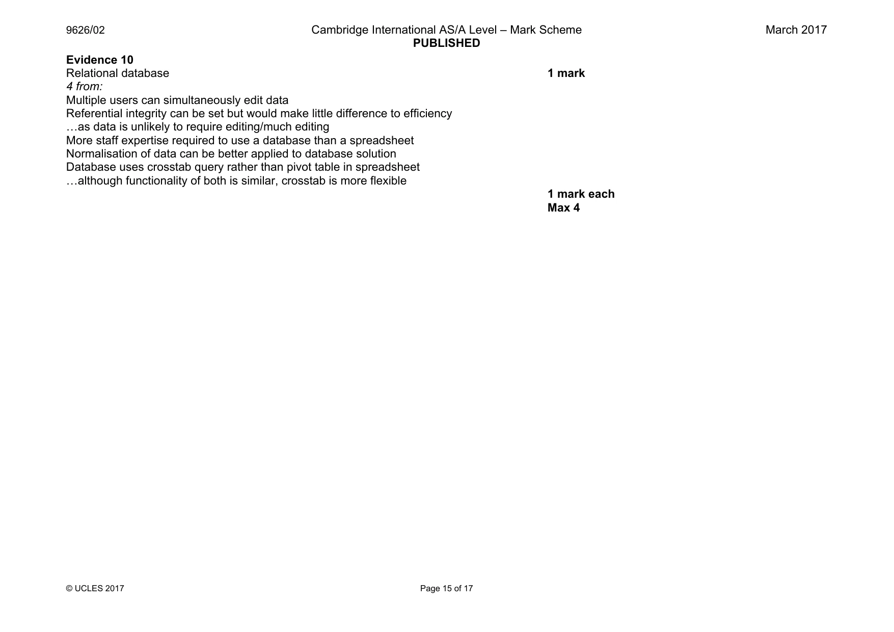 Mark scheme, page 15 of 17