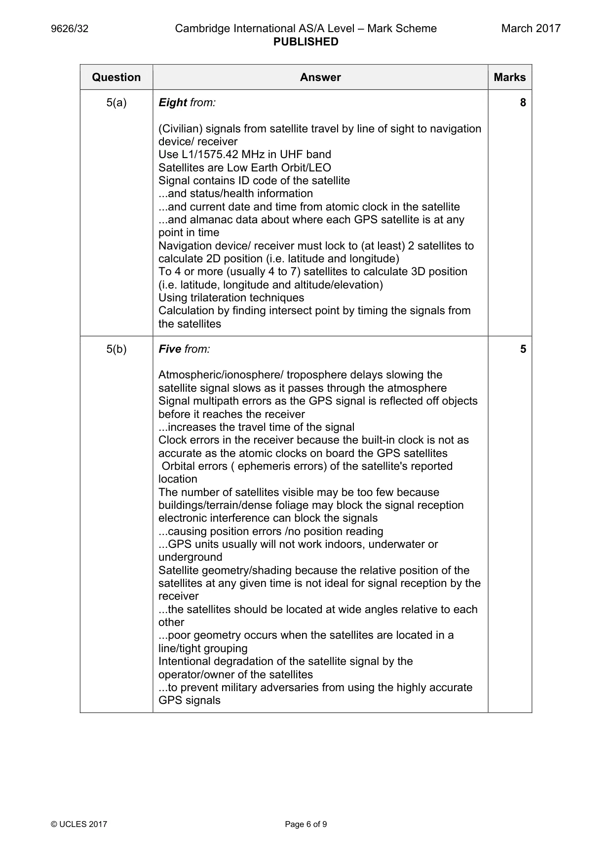 Mark scheme, page 6 of 9