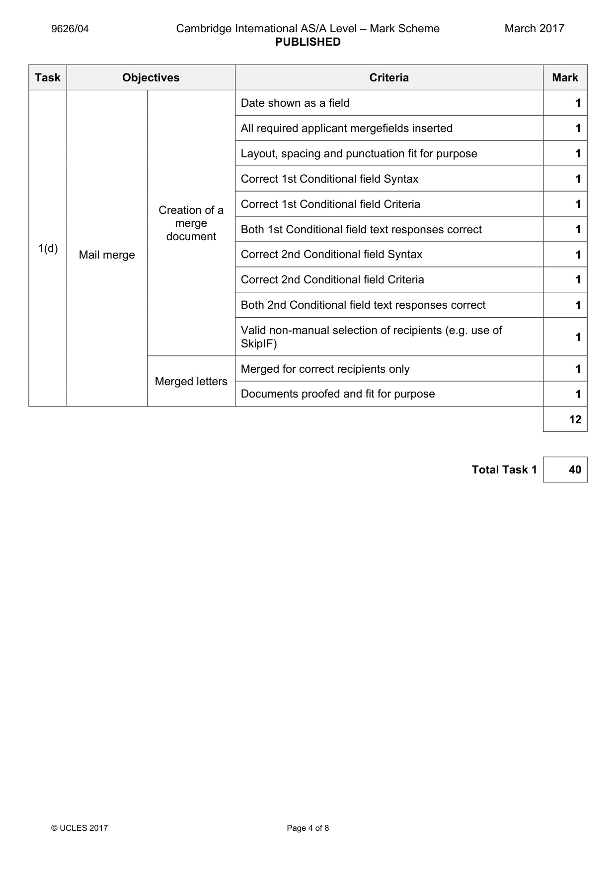 Mark scheme, page 4 of 8