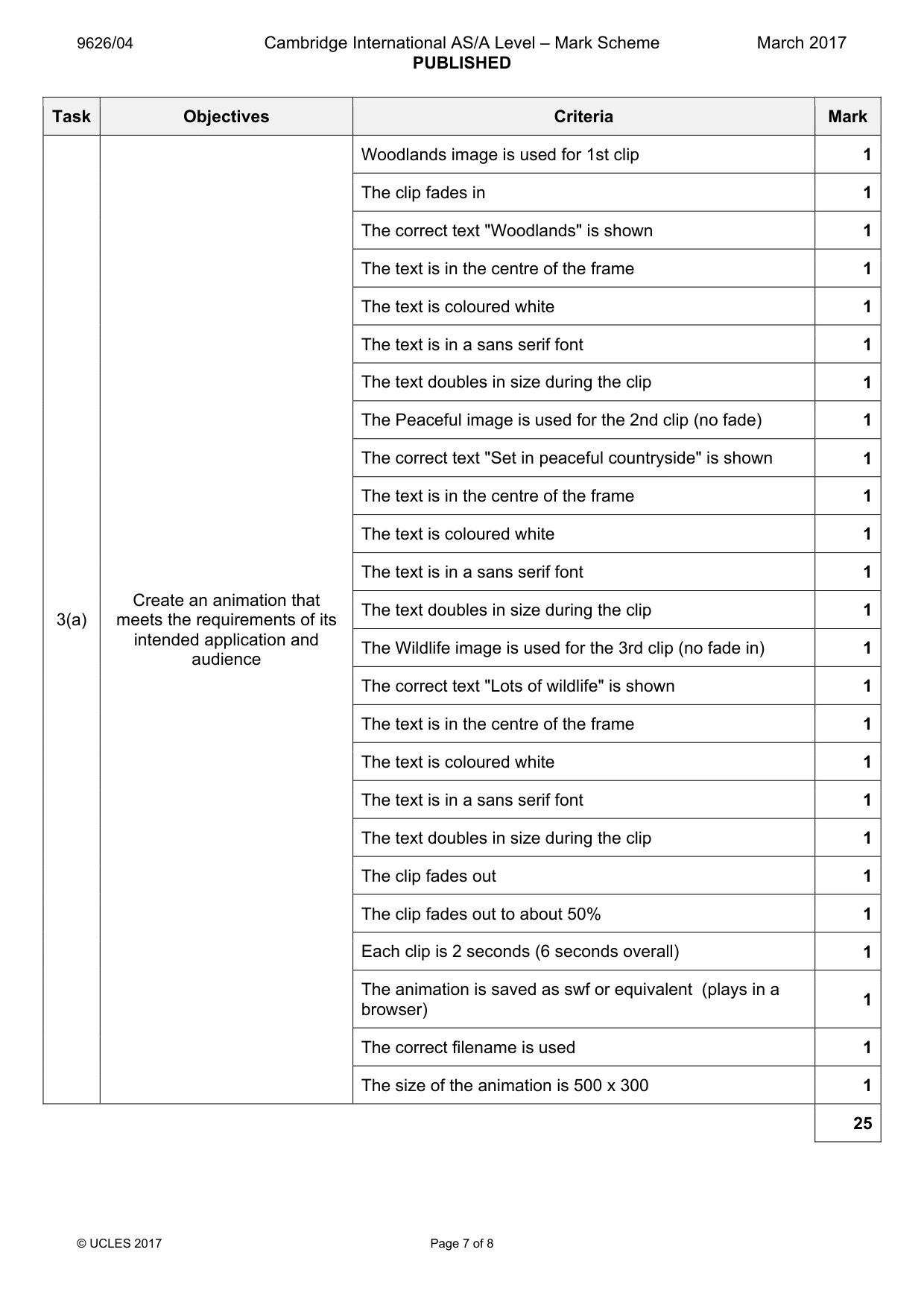 Mark scheme, page 7 of 8