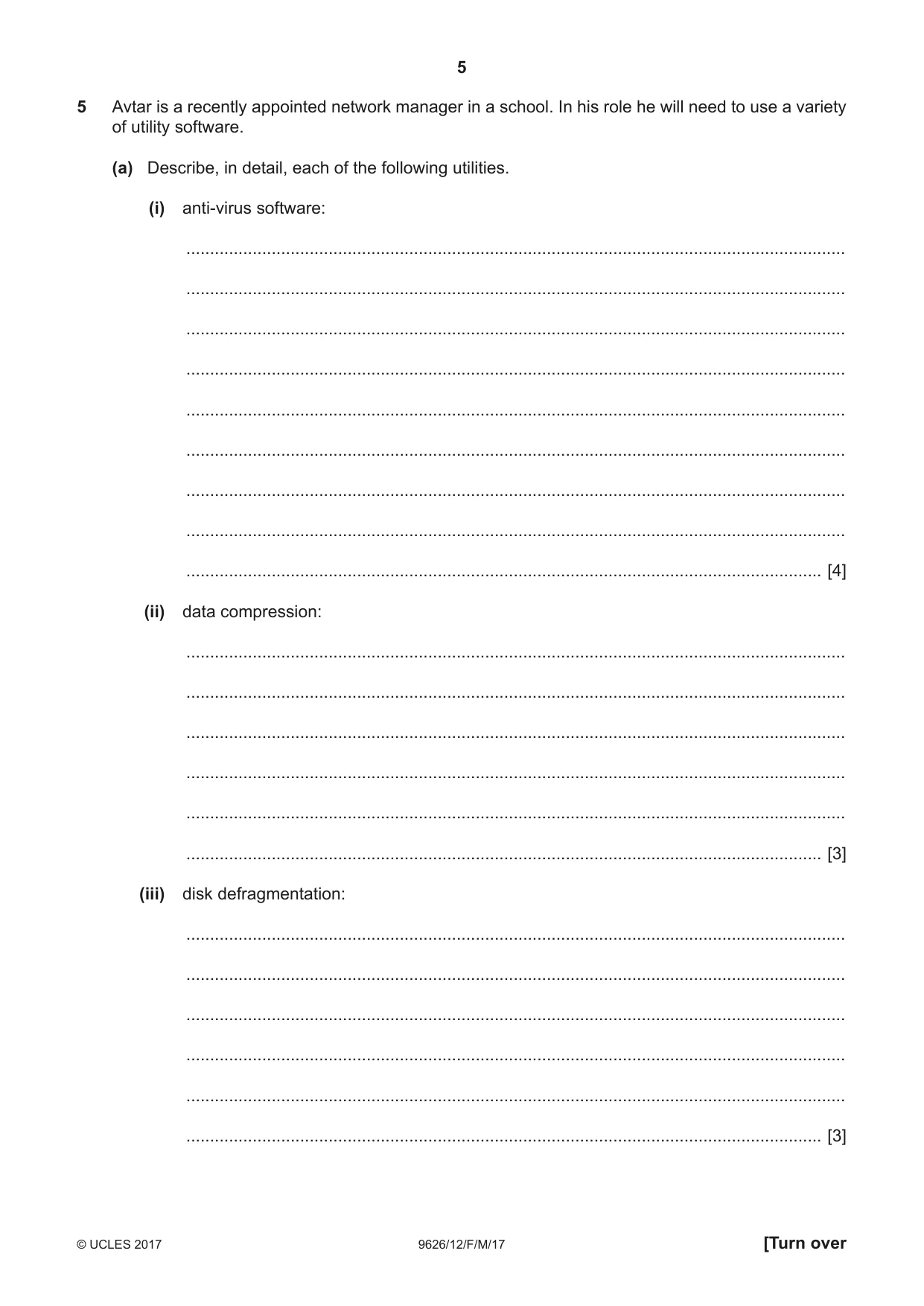 Cambridge A Level Information Technology (from 2017) 9626 2017 Feb/March Paper 1 · Variant 2 question paper, page 5 of 16