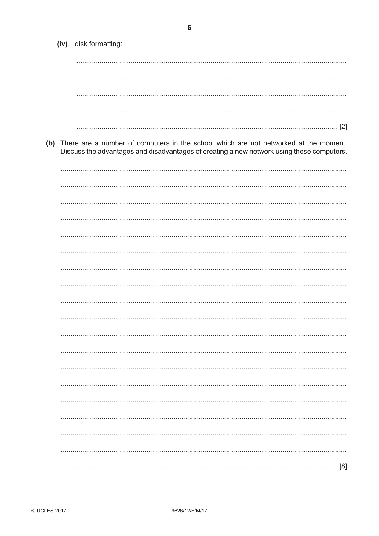 Cambridge A Level Information Technology (from 2017) 9626 2017 Feb/March Paper 1 · Variant 2 question paper, page 6 of 16
