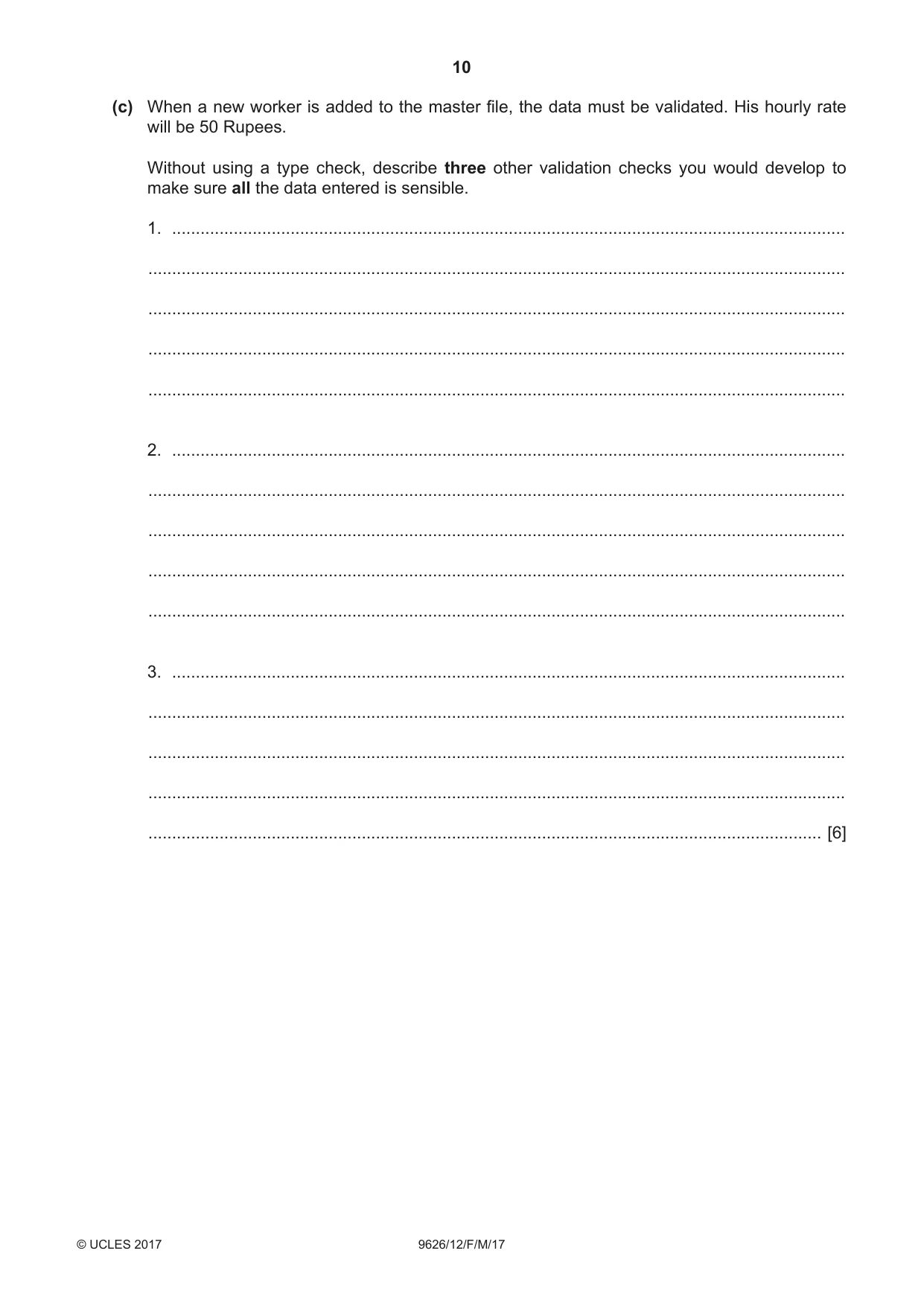 Cambridge A Level Information Technology (from 2017) 9626 2017 Feb/March Paper 1 · Variant 2 question paper, page 10 of 16