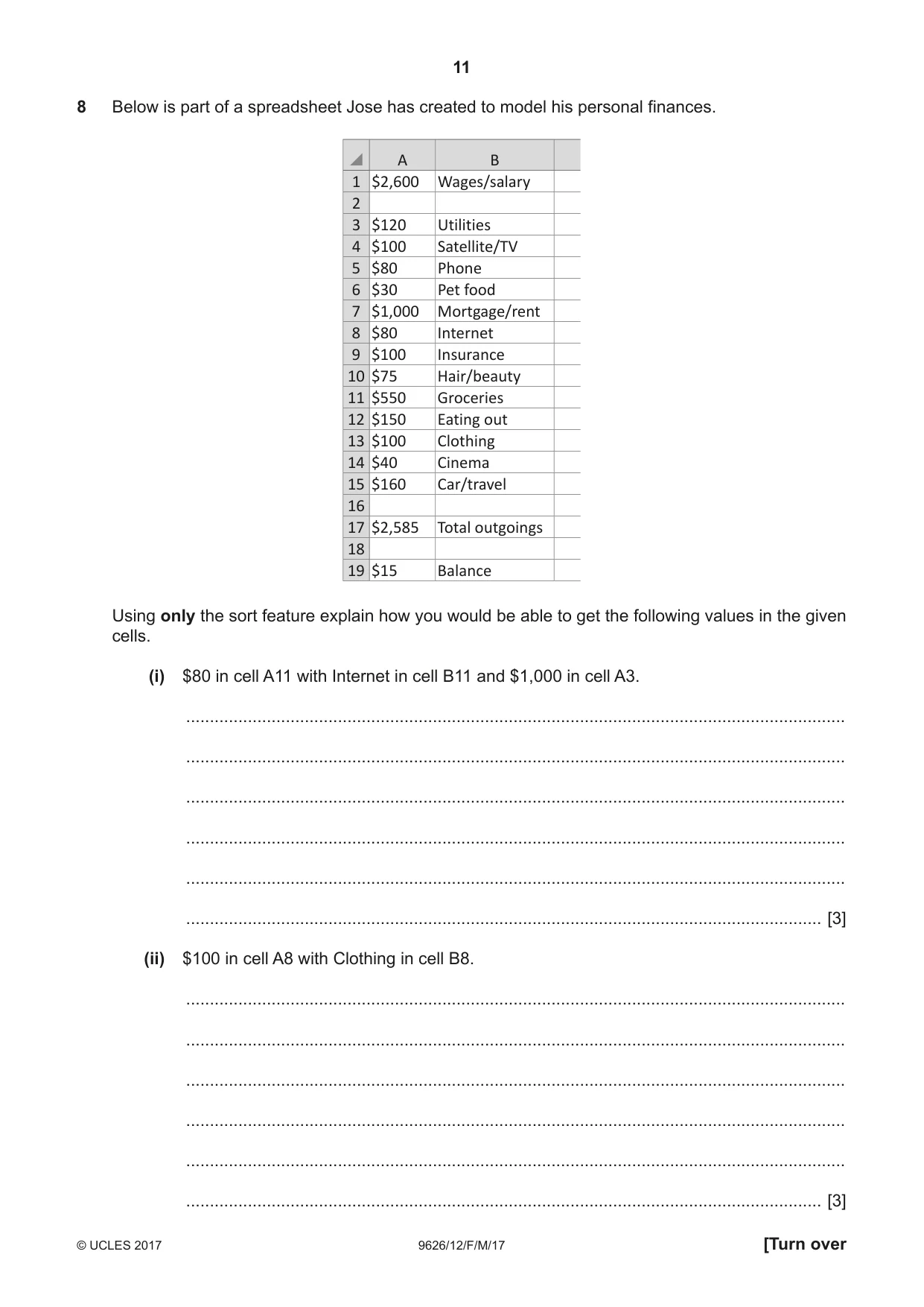 Cambridge A Level Information Technology (from 2017) 9626 2017 Feb/March Paper 1 · Variant 2 question paper, page 11 of 16