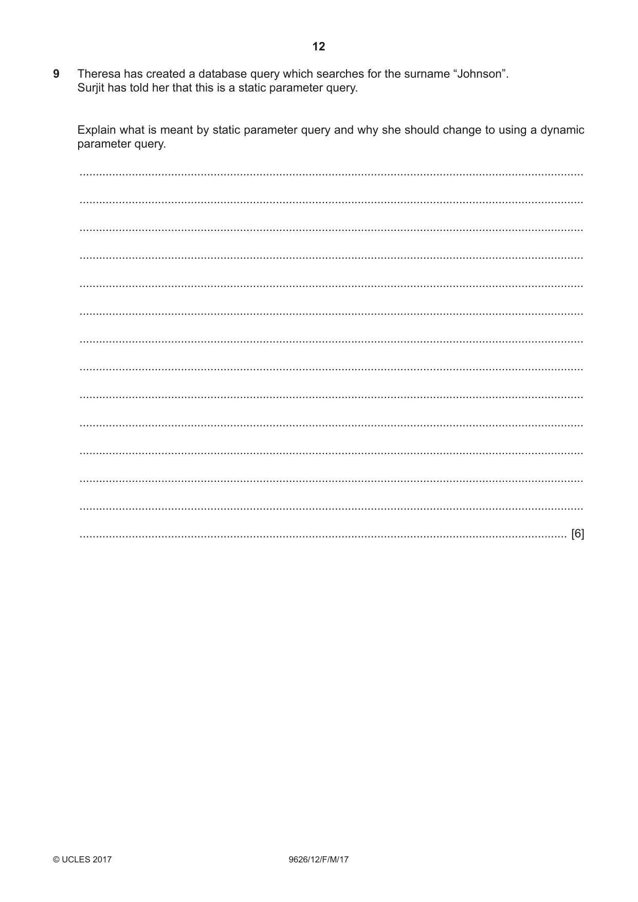 Cambridge A Level Information Technology (from 2017) 9626 2017 Feb/March Paper 1 · Variant 2 question paper, page 12 of 16