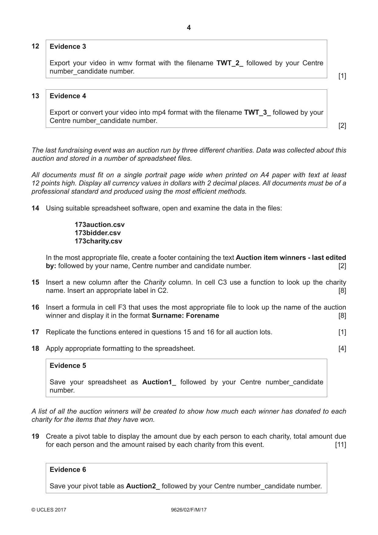 Cambridge A Level Information Technology (from 2017) 9626 2017 Feb/March Paper 2 · Variant 1 question paper, page 4 of 8