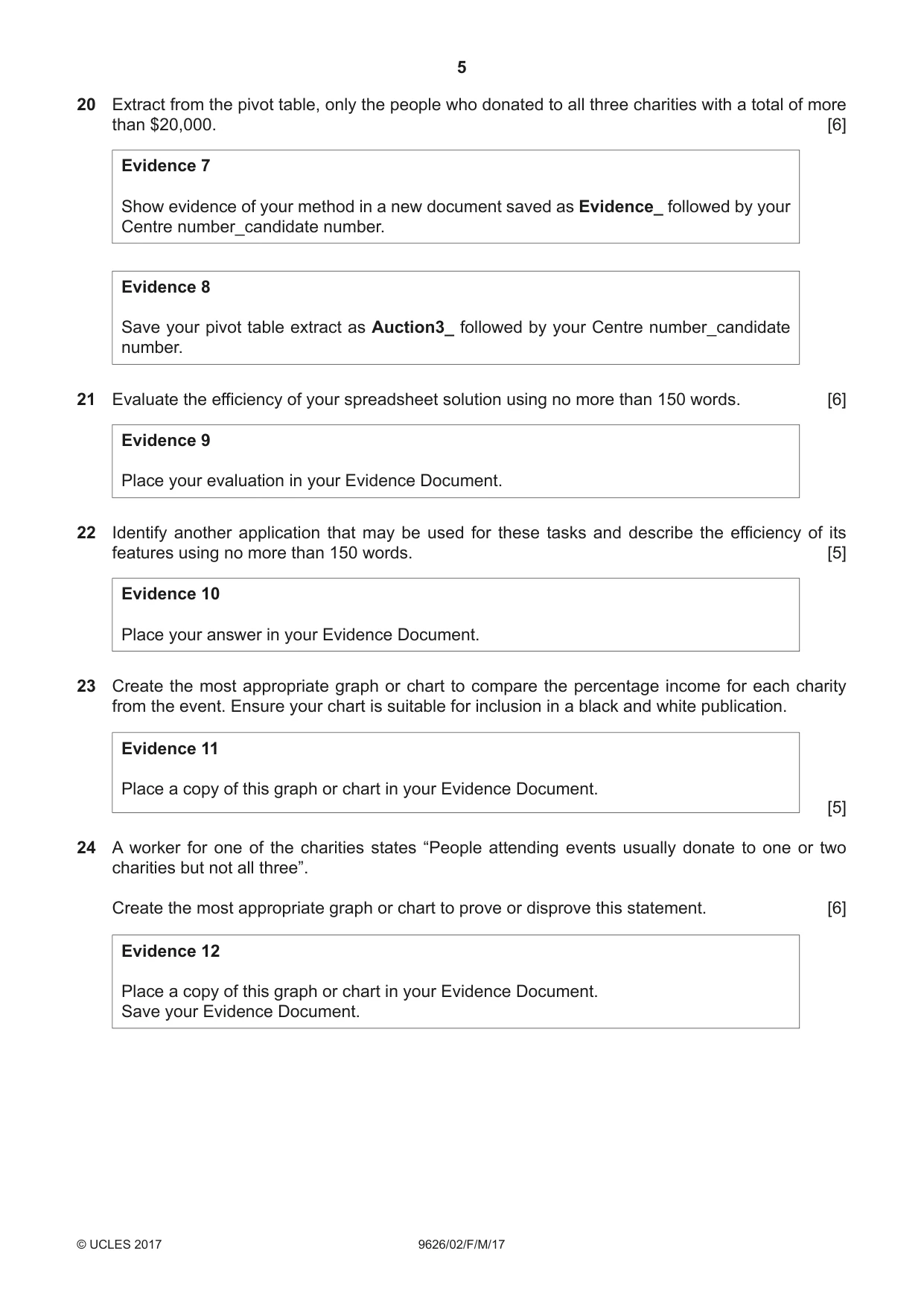 Cambridge A Level Information Technology (from 2017) 9626 2017 Feb/March Paper 2 · Variant 1 question paper, page 5 of 8