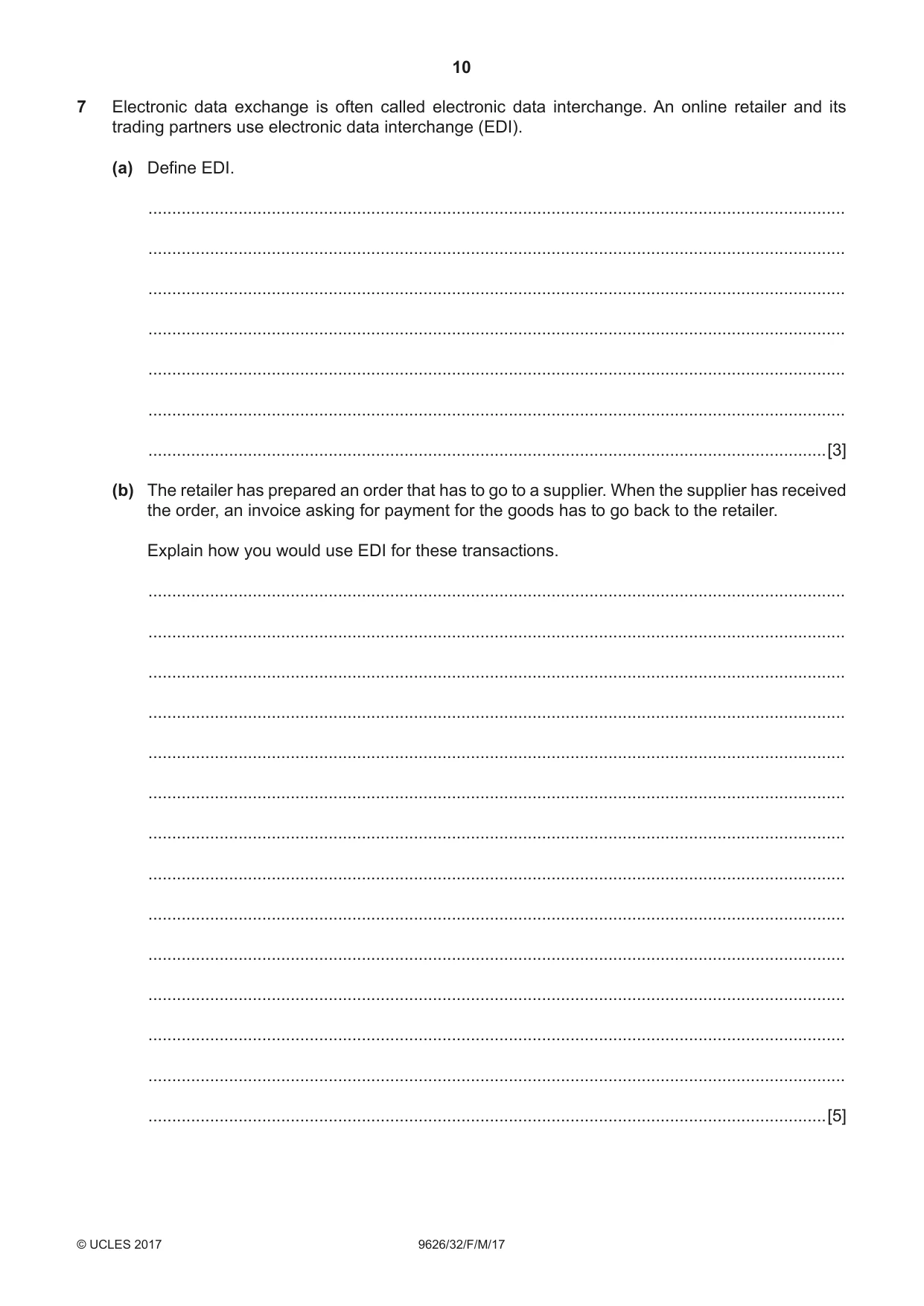 Cambridge A Level Information Technology (from 2017) 9626 2017 Feb/March Paper 3 · Variant 2 question paper, page 10 of 16