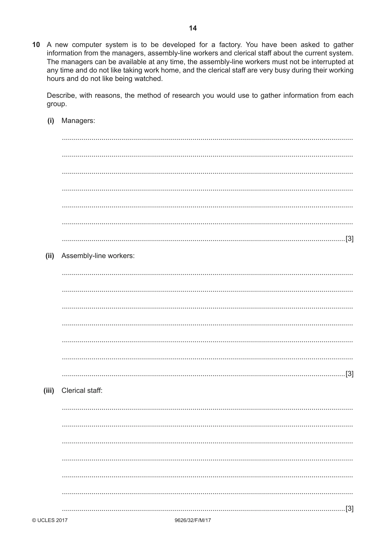 Cambridge A Level Information Technology (from 2017) 9626 2017 Feb/March Paper 3 · Variant 2 question paper, page 14 of 16