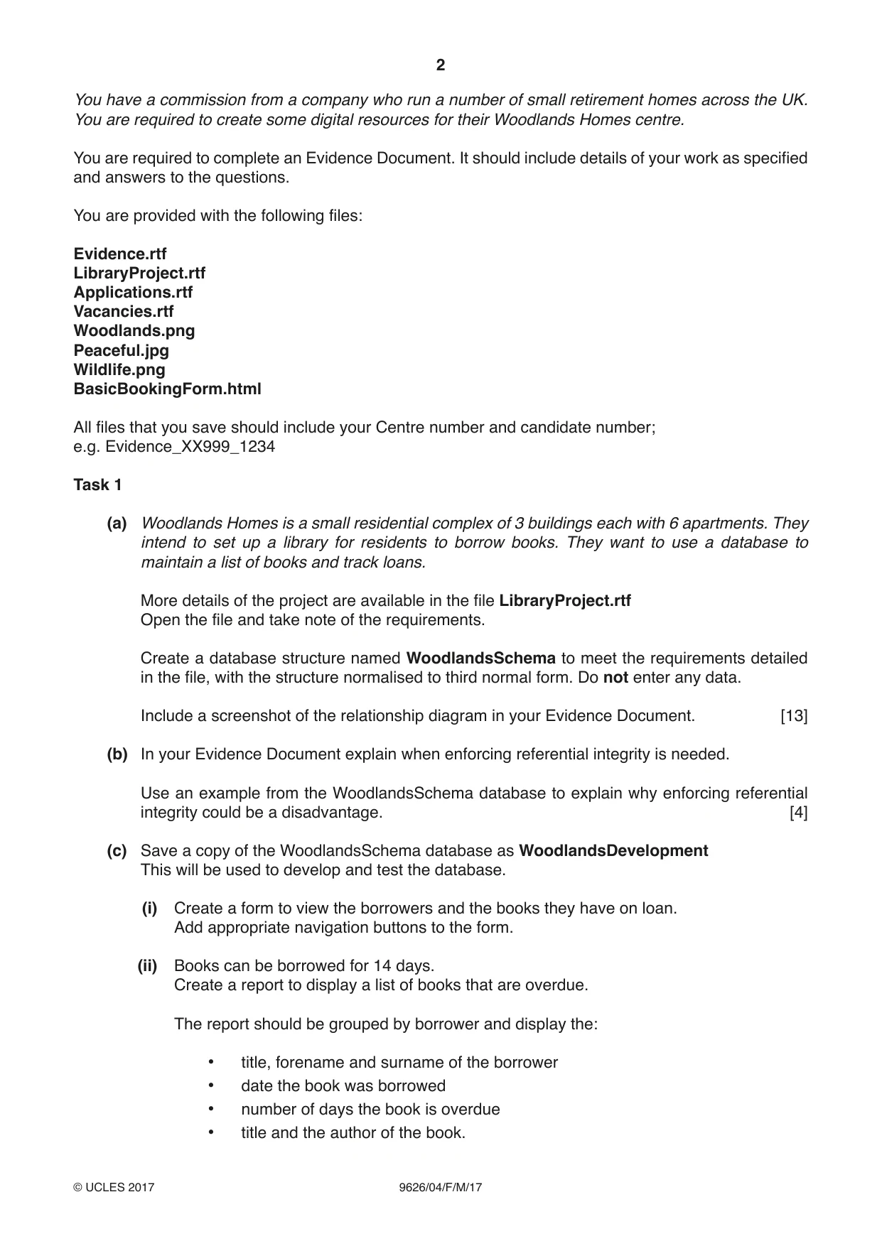 Cambridge A Level Information Technology (from 2017) 9626 2017 Feb/March Paper 4 · Variant 1 question paper, page 2 of 8