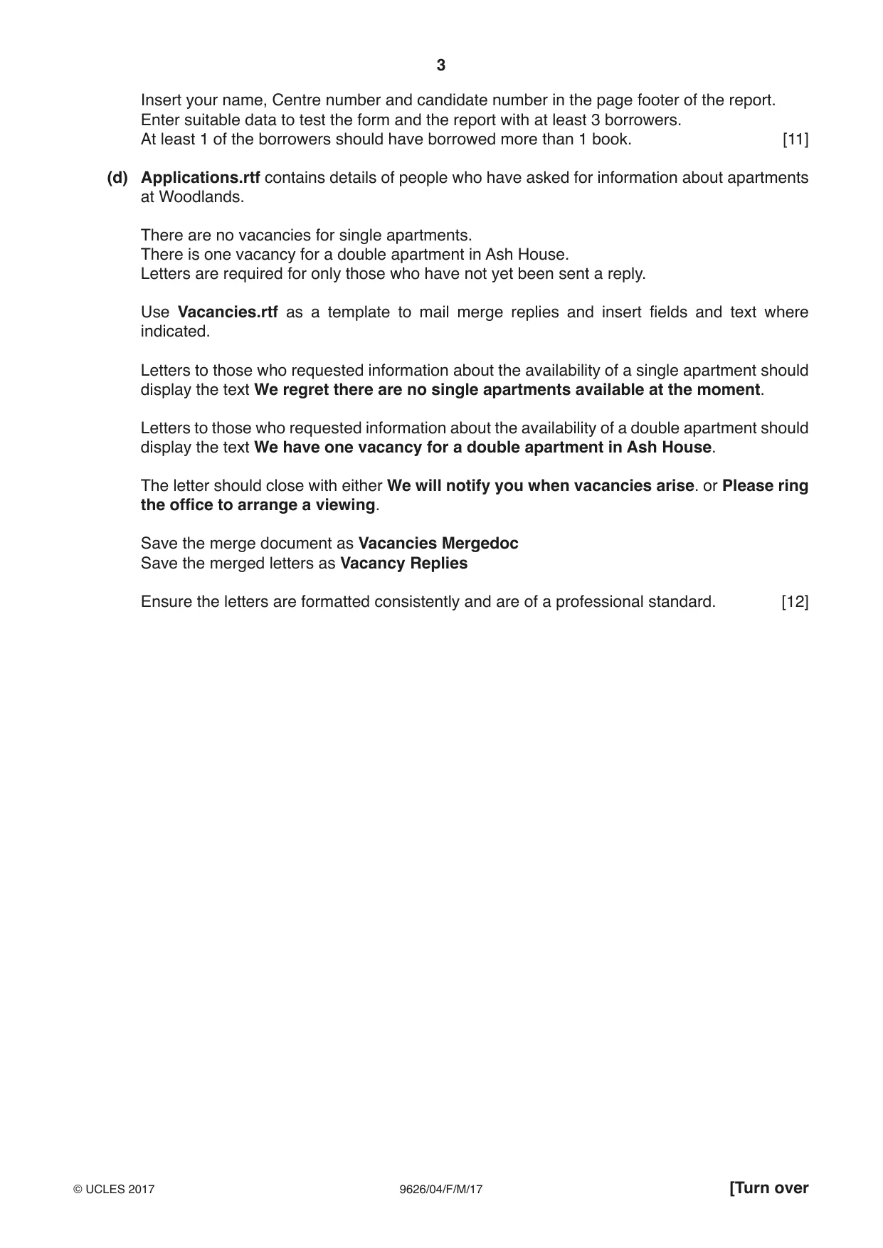 Cambridge A Level Information Technology (from 2017) 9626 2017 Feb/March Paper 4 · Variant 1 question paper, page 3 of 8