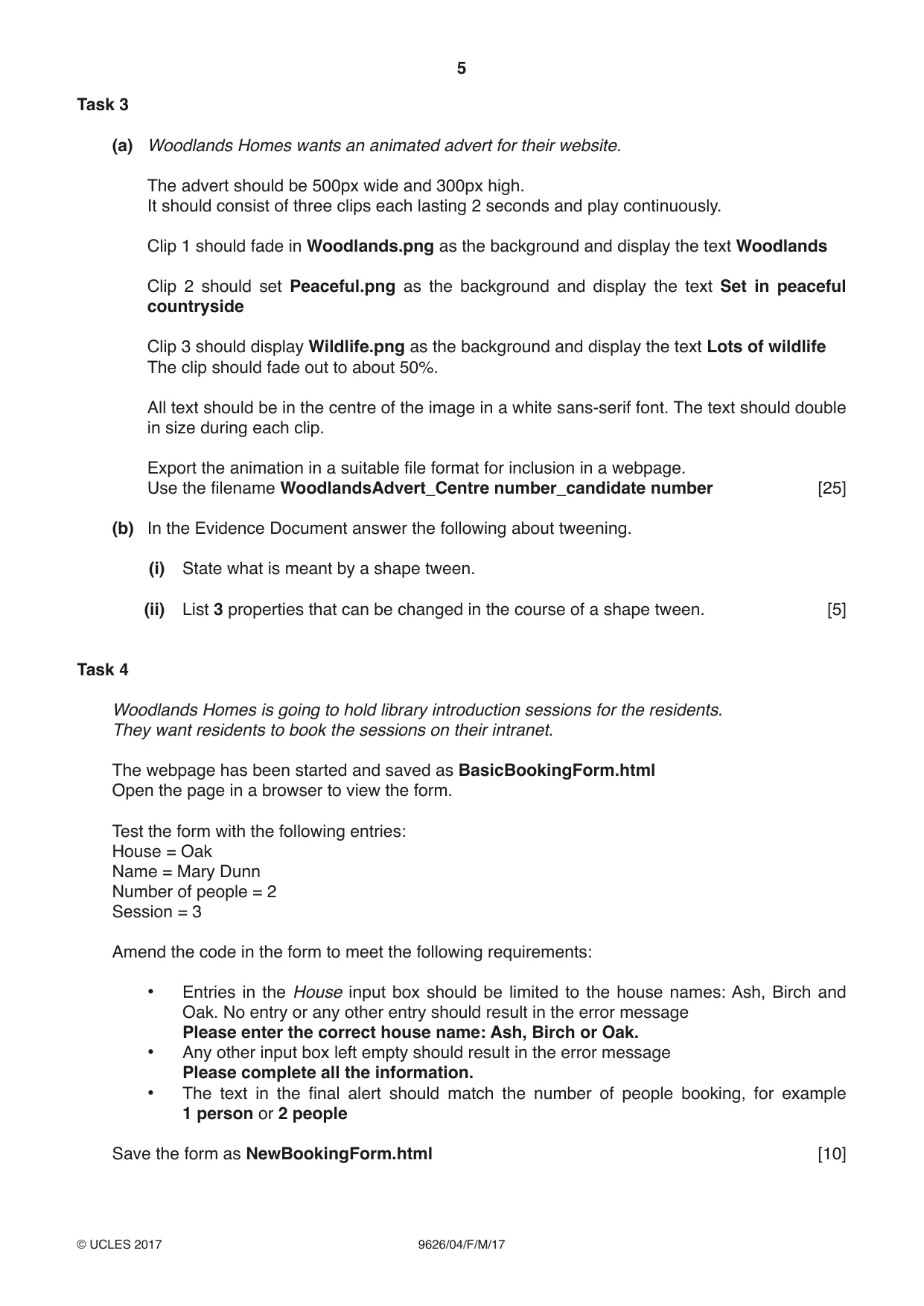 Cambridge A Level Information Technology (from 2017) 9626 2017 Feb/March Paper 4 · Variant 1 question paper, page 5 of 8
