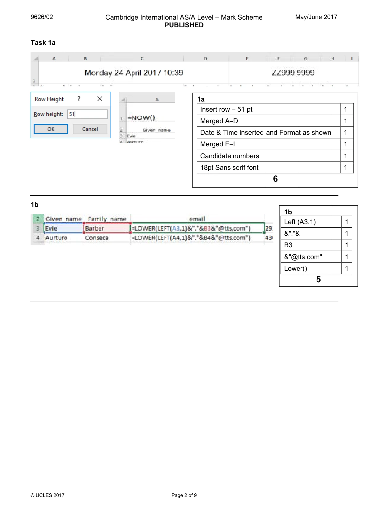 Mark scheme, page 2 of 9