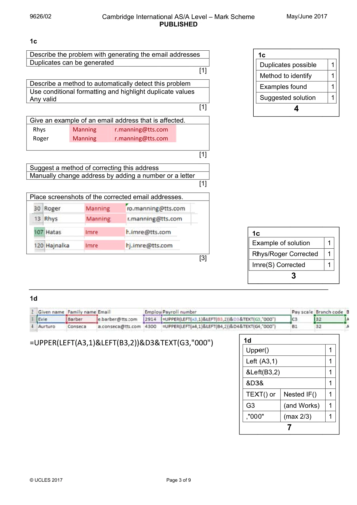 Mark scheme, page 3 of 9