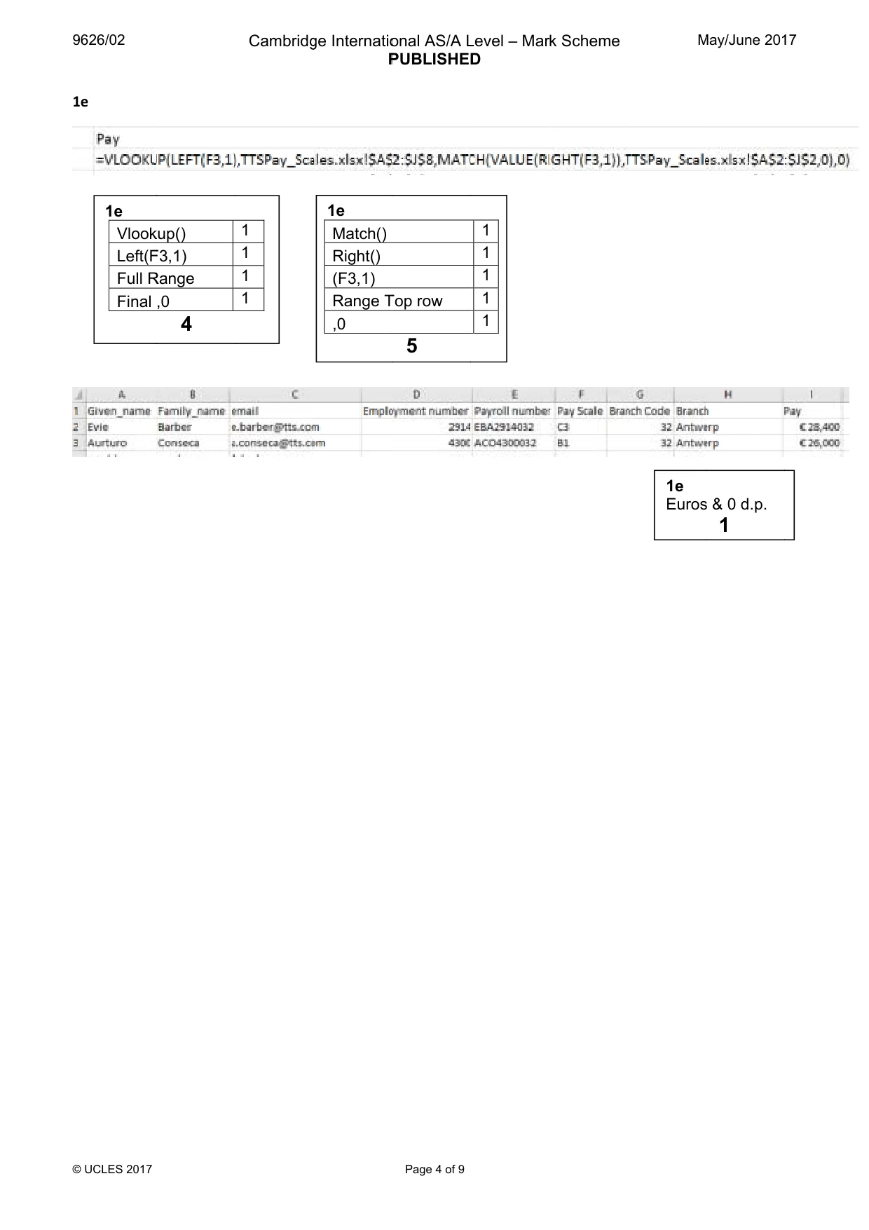 Mark scheme, page 4 of 9