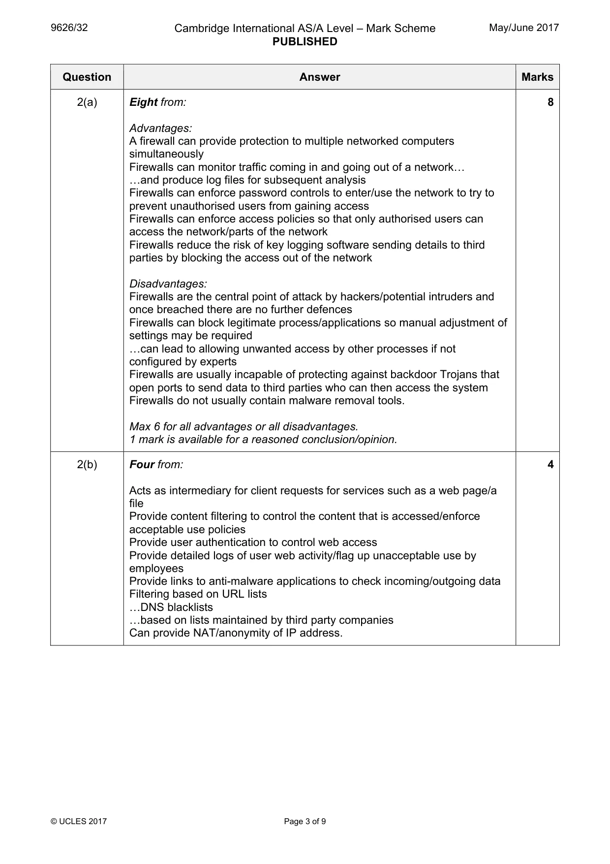 Mark scheme, page 3 of 9