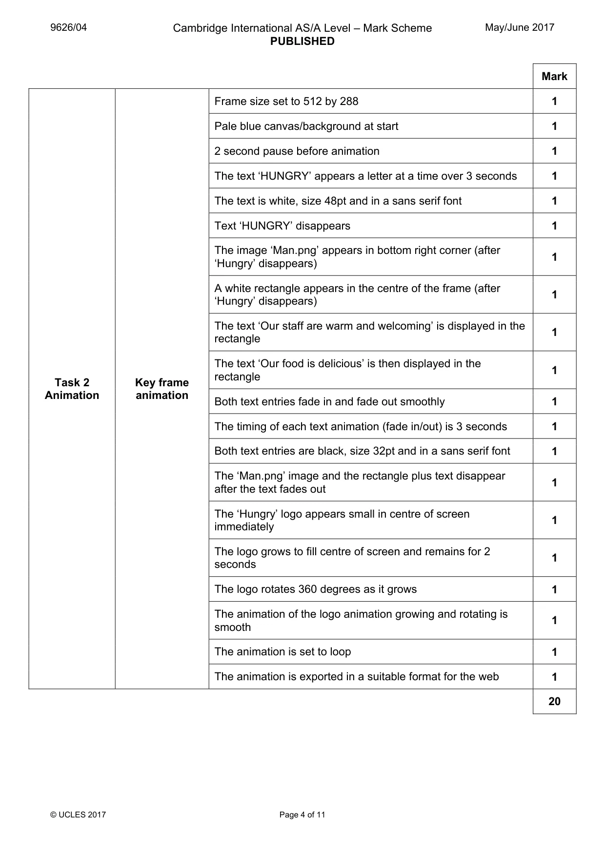 Mark scheme, page 4 of 11