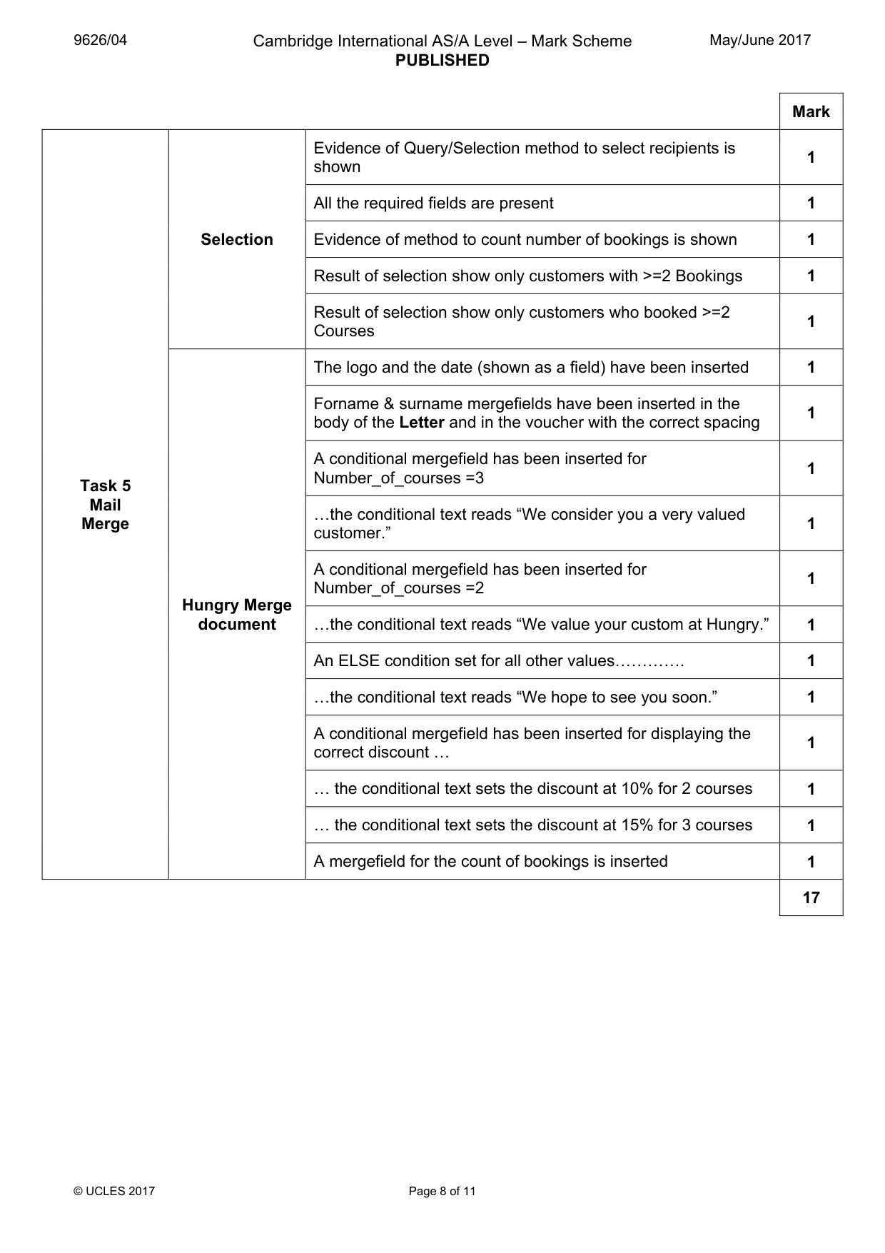 Mark scheme, page 8 of 11