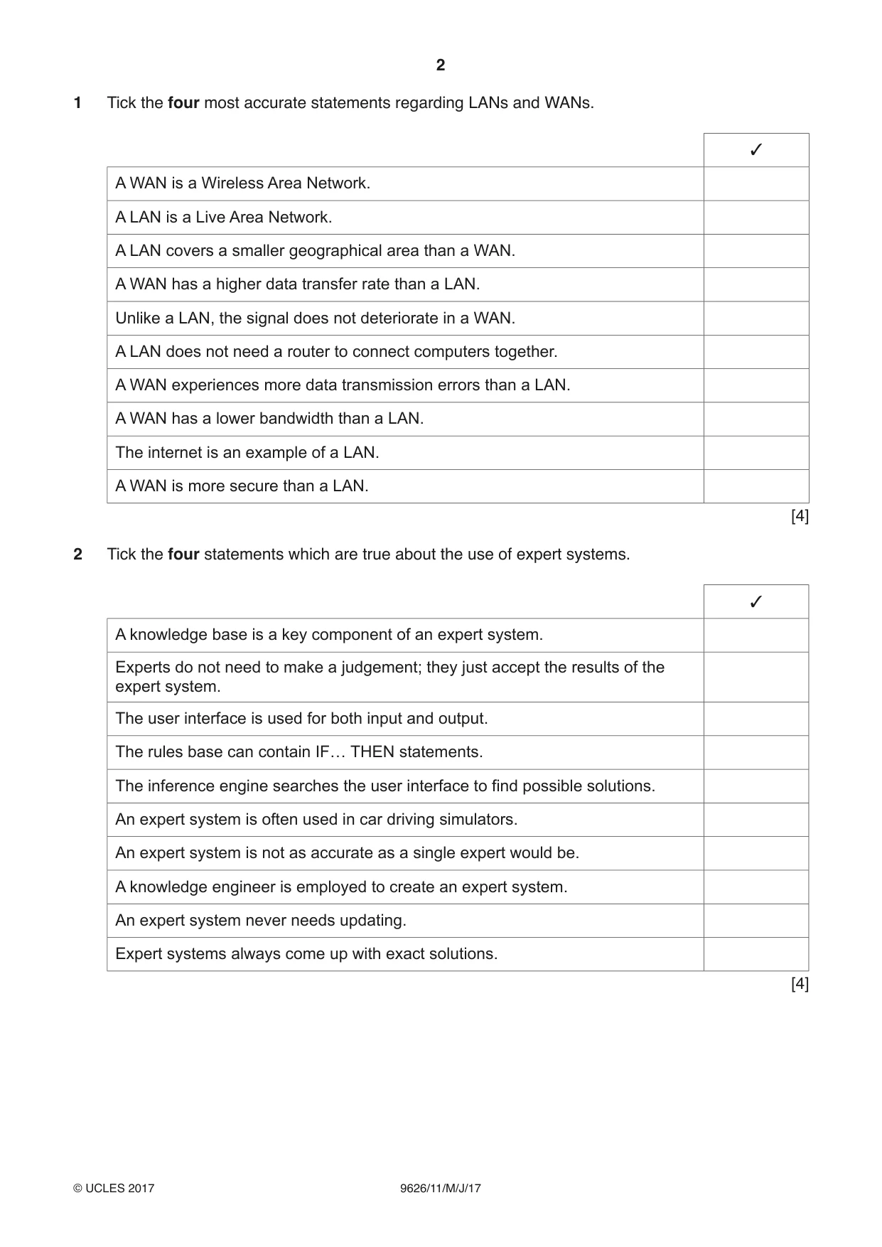 Cambridge A Level Information Technology (from 2017) 9626 2017 May/June Paper 1 · Variant 1 question paper, page 2 of 16