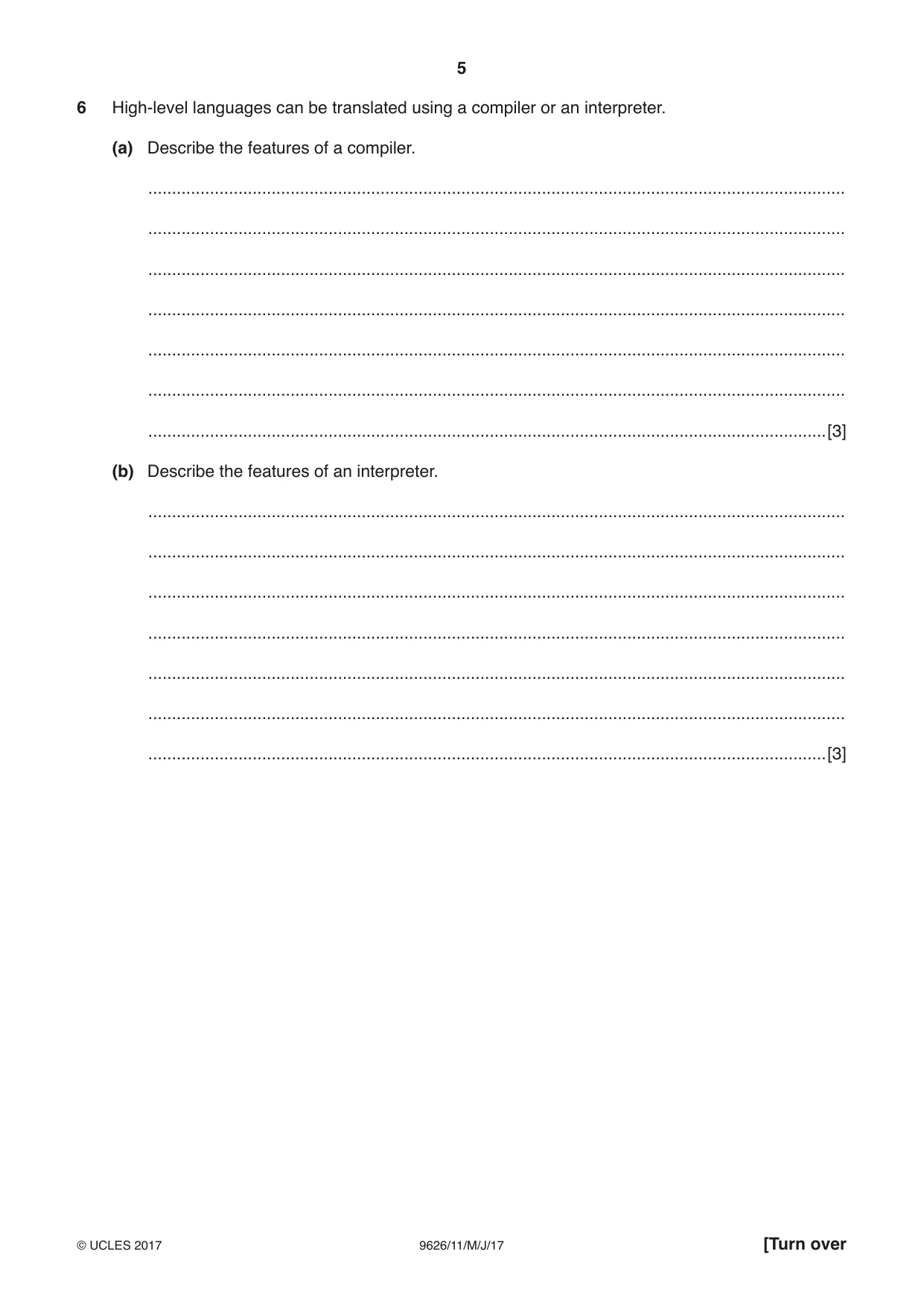 Cambridge A Level Information Technology (from 2017) 9626 2017 May/June Paper 1 · Variant 1 question paper, page 5 of 16