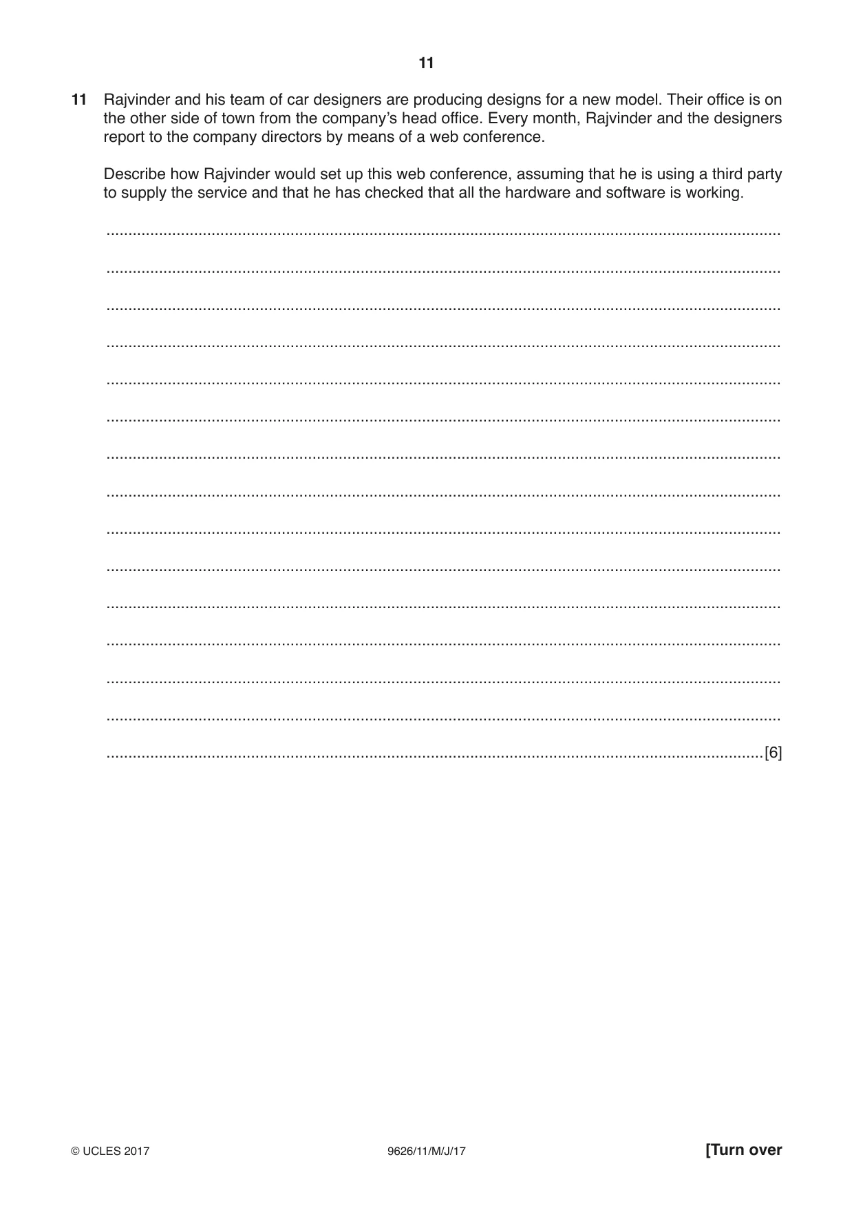 Cambridge A Level Information Technology (from 2017) 9626 2017 May/June Paper 1 · Variant 1 question paper, page 11 of 16