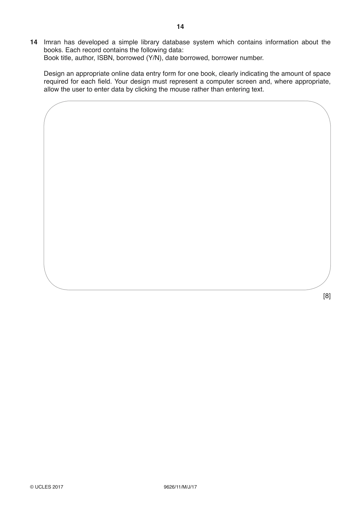 Cambridge A Level Information Technology (from 2017) 9626 2017 May/June Paper 1 · Variant 1 question paper, page 14 of 16