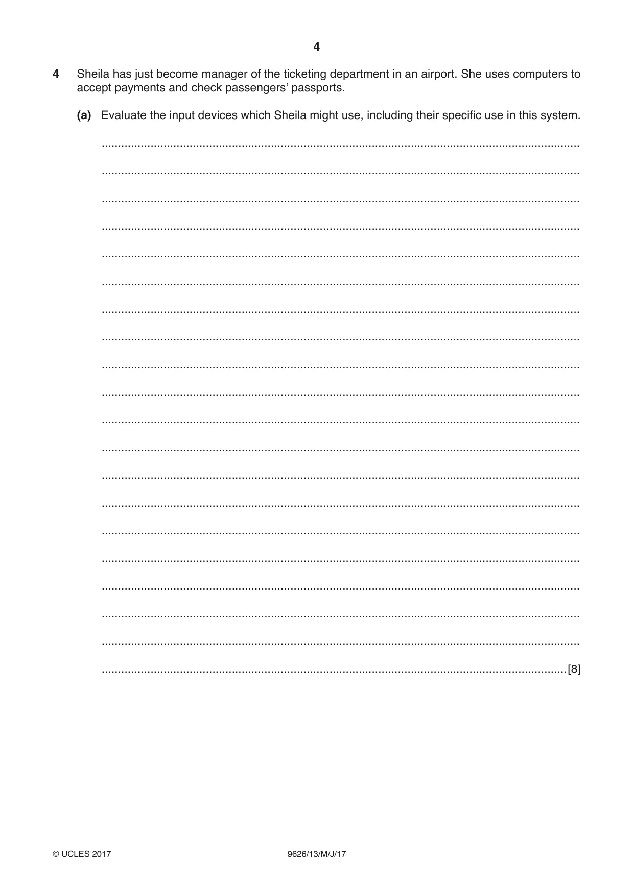 Cambridge A Level Information Technology (from 2017) 9626 2017 May/June Paper 1 · Variant 3 question paper, page 4 of 16