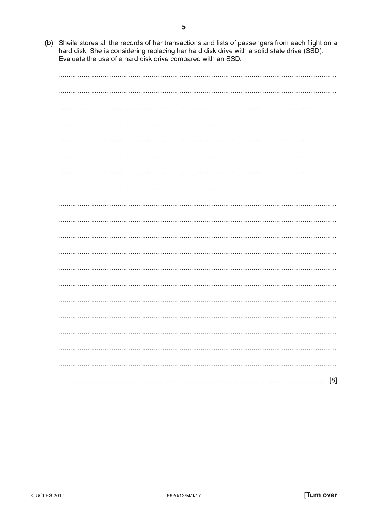 Cambridge A Level Information Technology (from 2017) 9626 2017 May/June Paper 1 · Variant 3 question paper, page 5 of 16