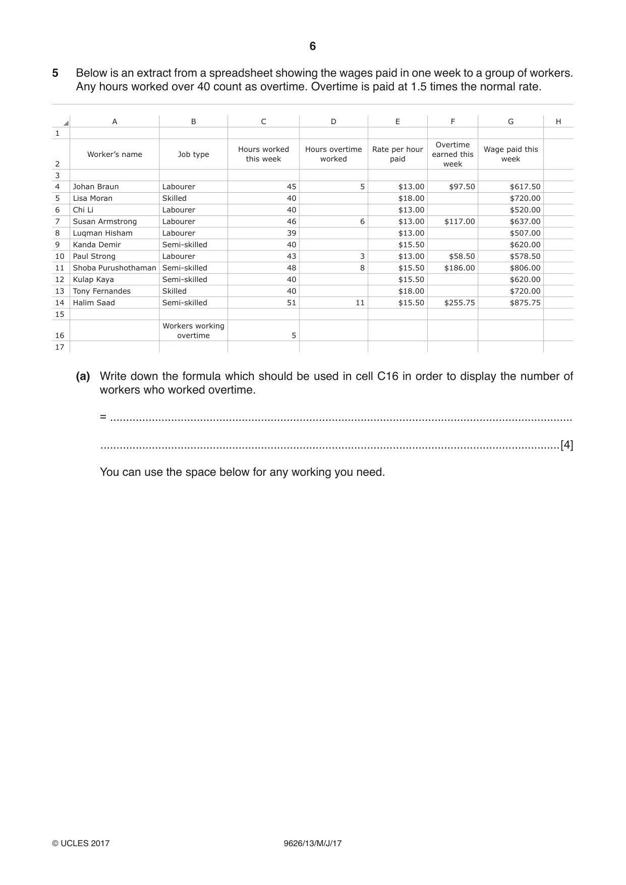 Cambridge A Level Information Technology (from 2017) 9626 2017 May/June Paper 1 · Variant 3 question paper, page 6 of 16