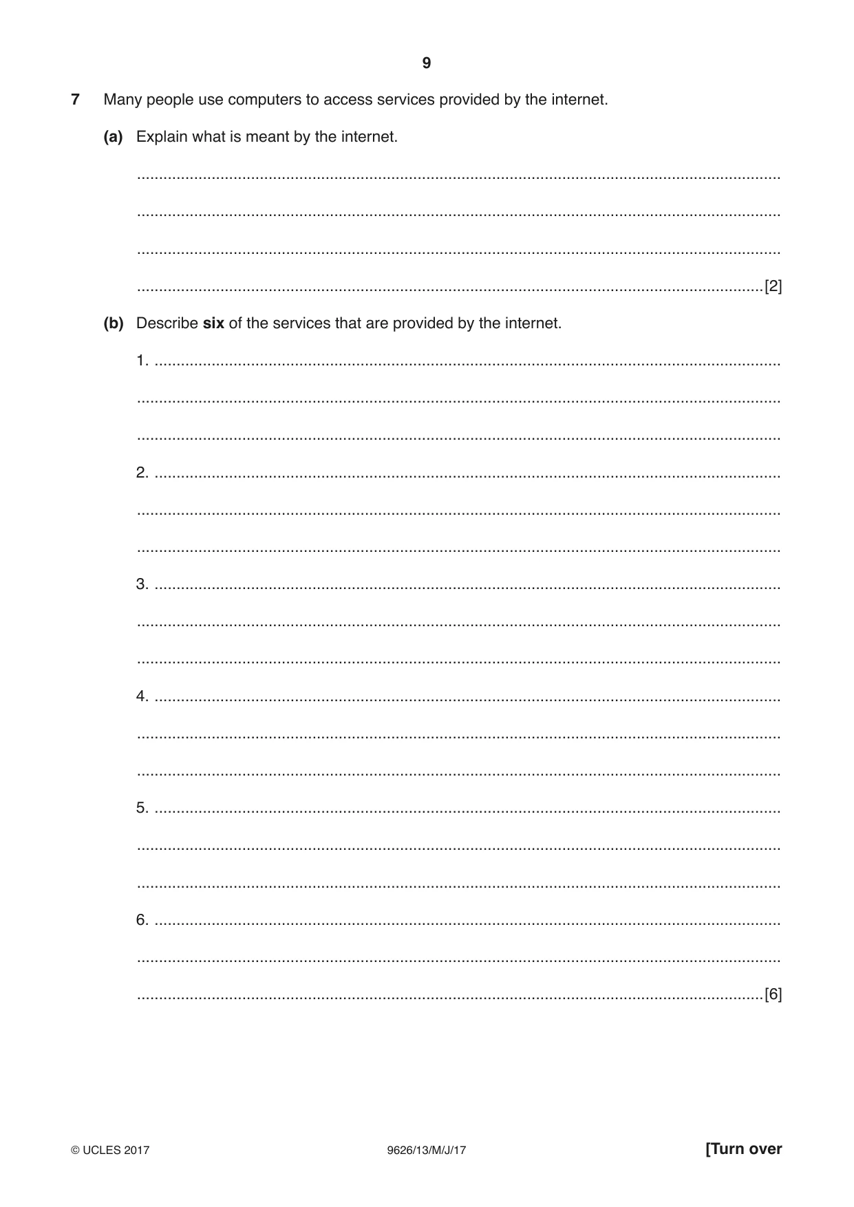 Cambridge A Level Information Technology (from 2017) 9626 2017 May/June Paper 1 · Variant 3 question paper, page 9 of 16