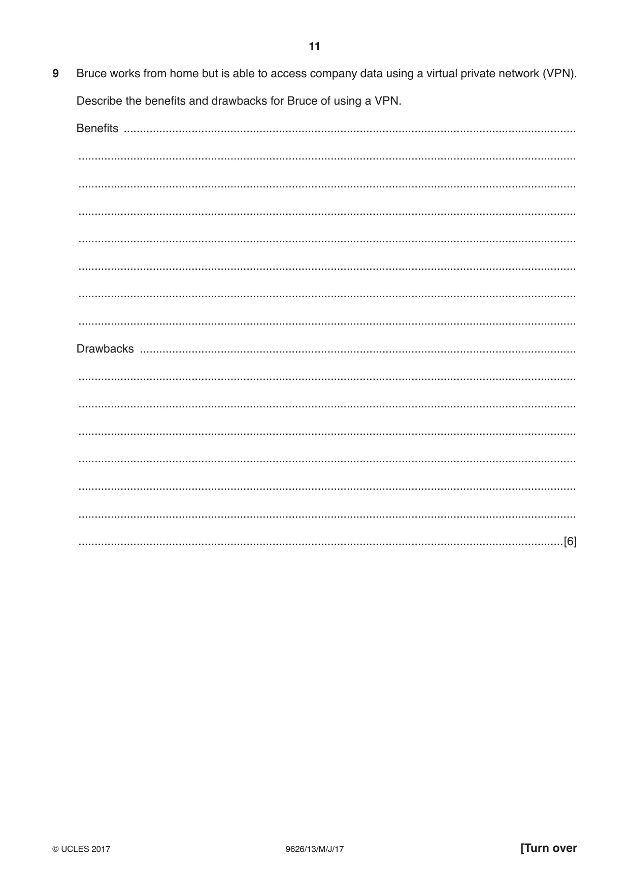 Cambridge A Level Information Technology (from 2017) 9626 2017 May/June Paper 1 · Variant 3 question paper, page 11 of 16