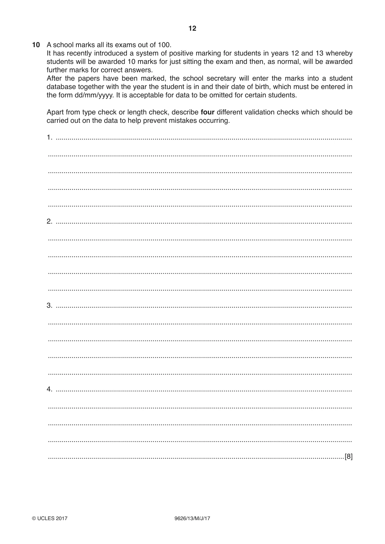 Cambridge A Level Information Technology (from 2017) 9626 2017 May/June Paper 1 · Variant 3 question paper, page 12 of 16