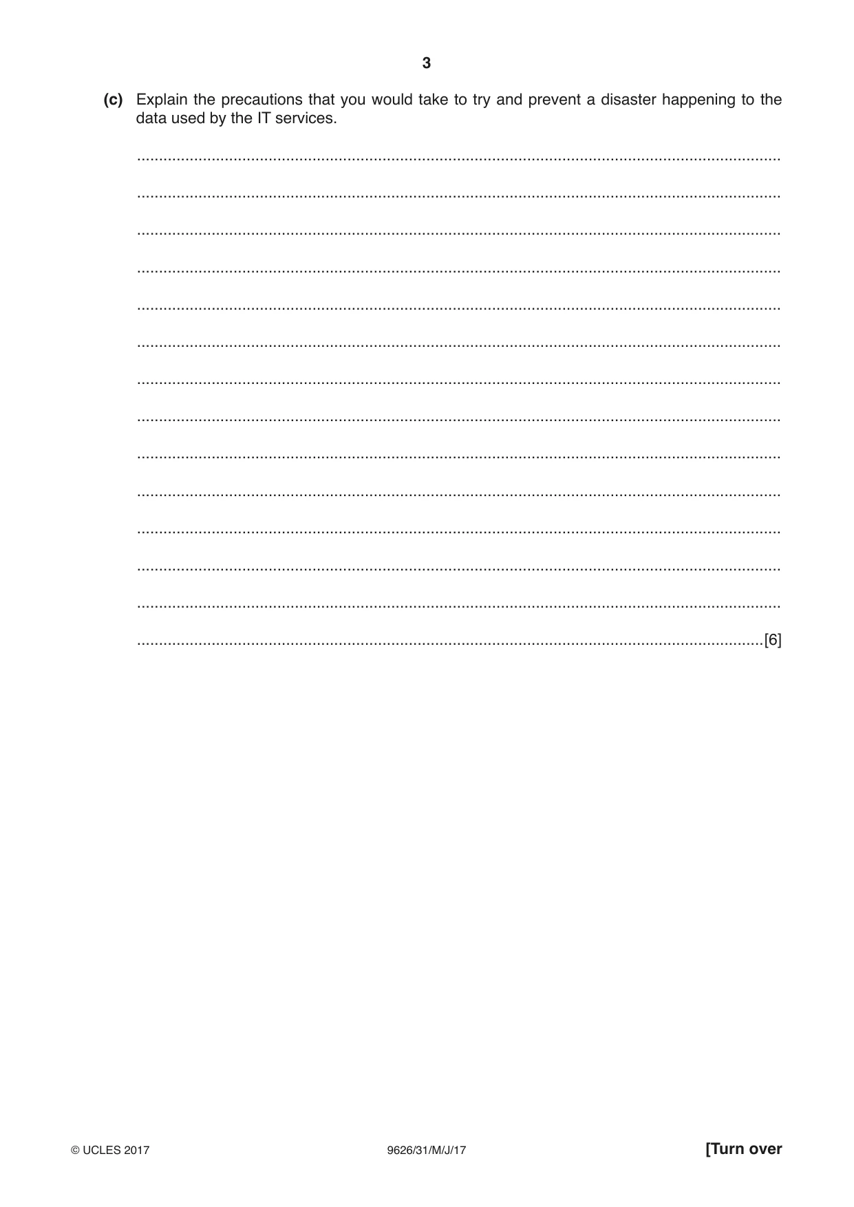 Cambridge A Level Information Technology (from 2017) 9626 2017 May/June Paper 3 · Variant 1 question paper, page 3 of 16