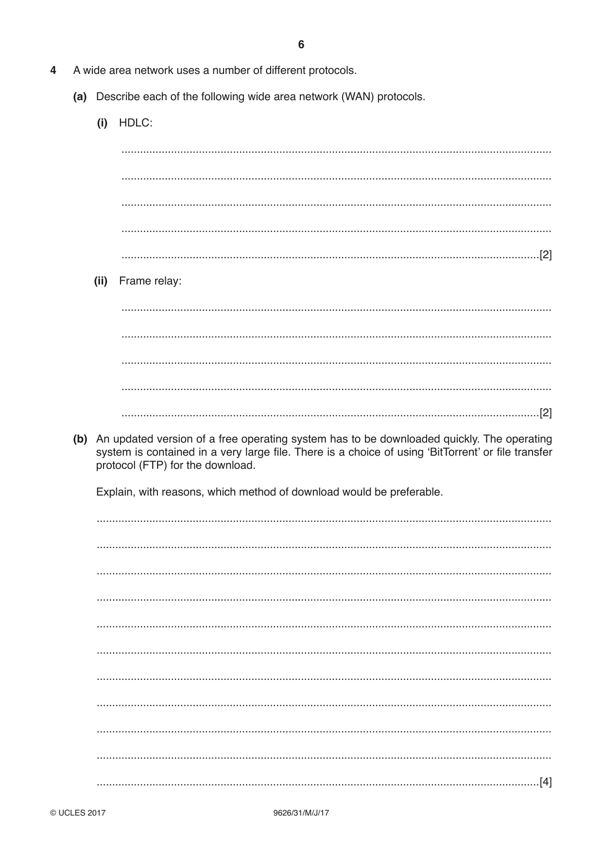 Cambridge A Level Information Technology (from 2017) 9626 2017 May/June Paper 3 · Variant 1 question paper, page 6 of 16