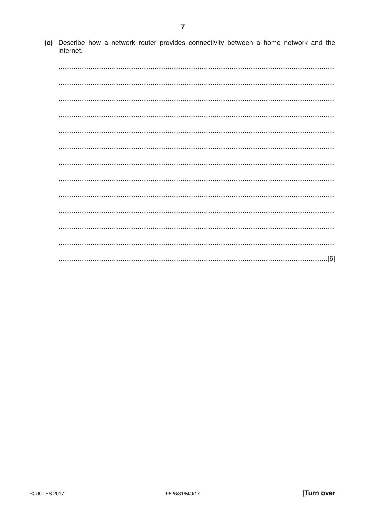 Cambridge A Level Information Technology (from 2017) 9626 2017 May/June Paper 3 · Variant 1 question paper, page 7 of 16