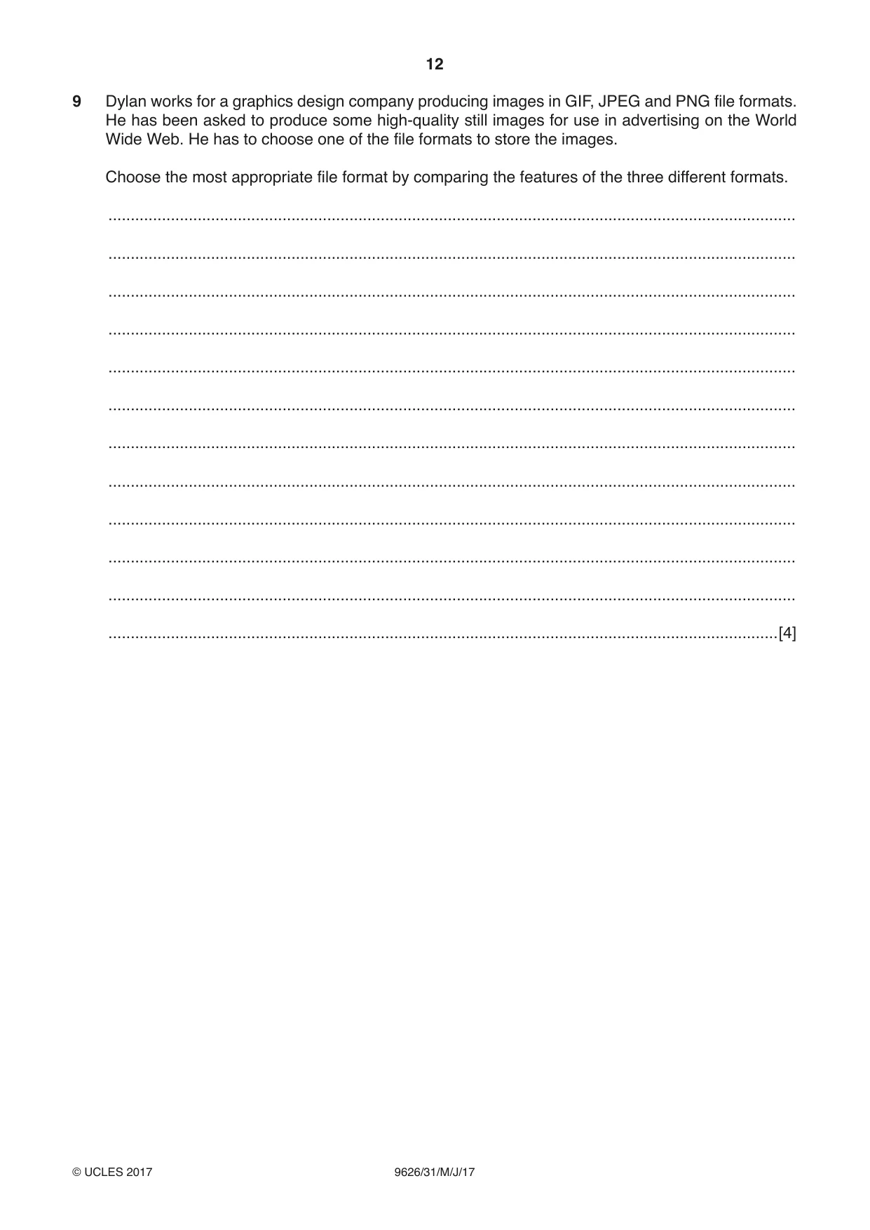 Cambridge A Level Information Technology (from 2017) 9626 2017 May/June Paper 3 · Variant 1 question paper, page 12 of 16