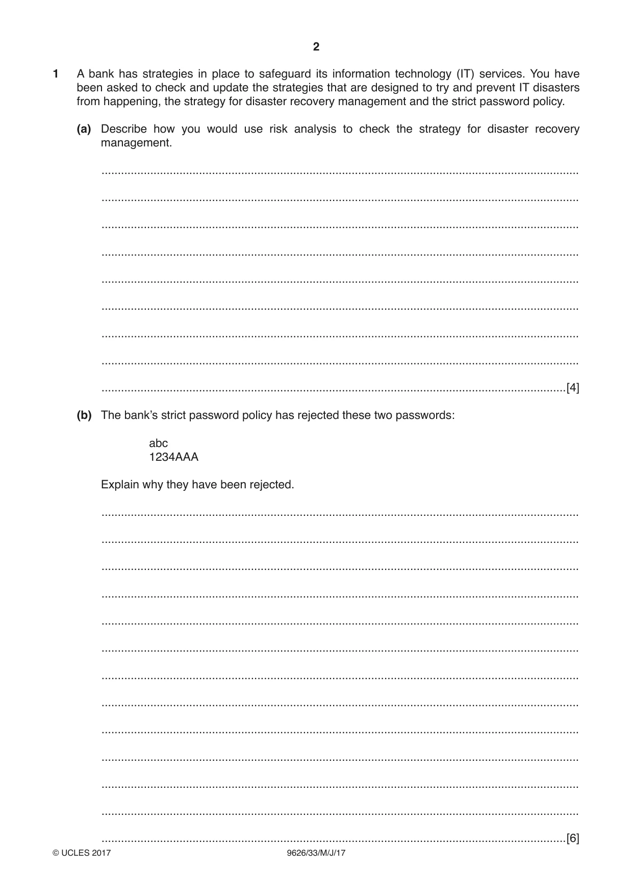 Cambridge A Level Information Technology (from 2017) 9626 2017 May/June Paper 3 · Variant 3 question paper, page 2 of 16